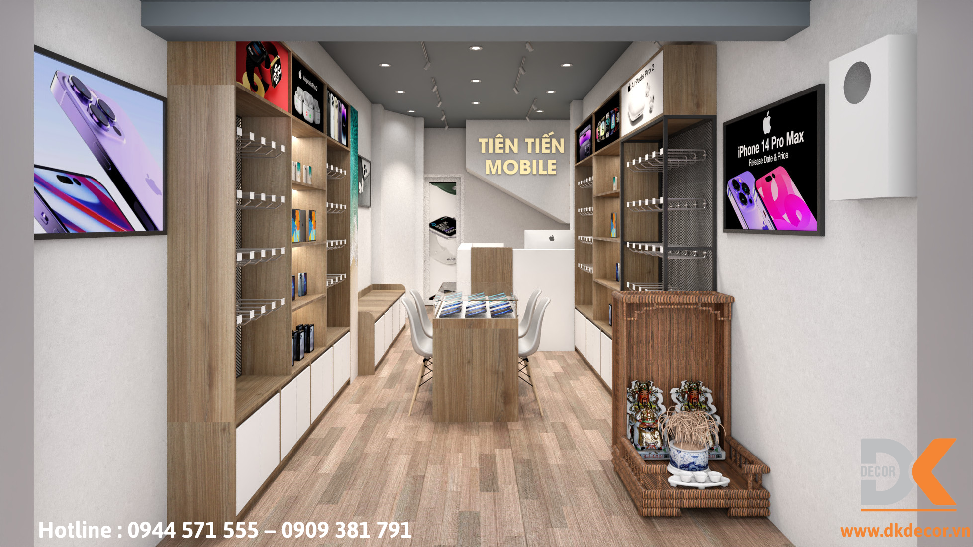 Dự án thiết kế shop điện thoại Tiên Tiến Mobile tại DK Decor