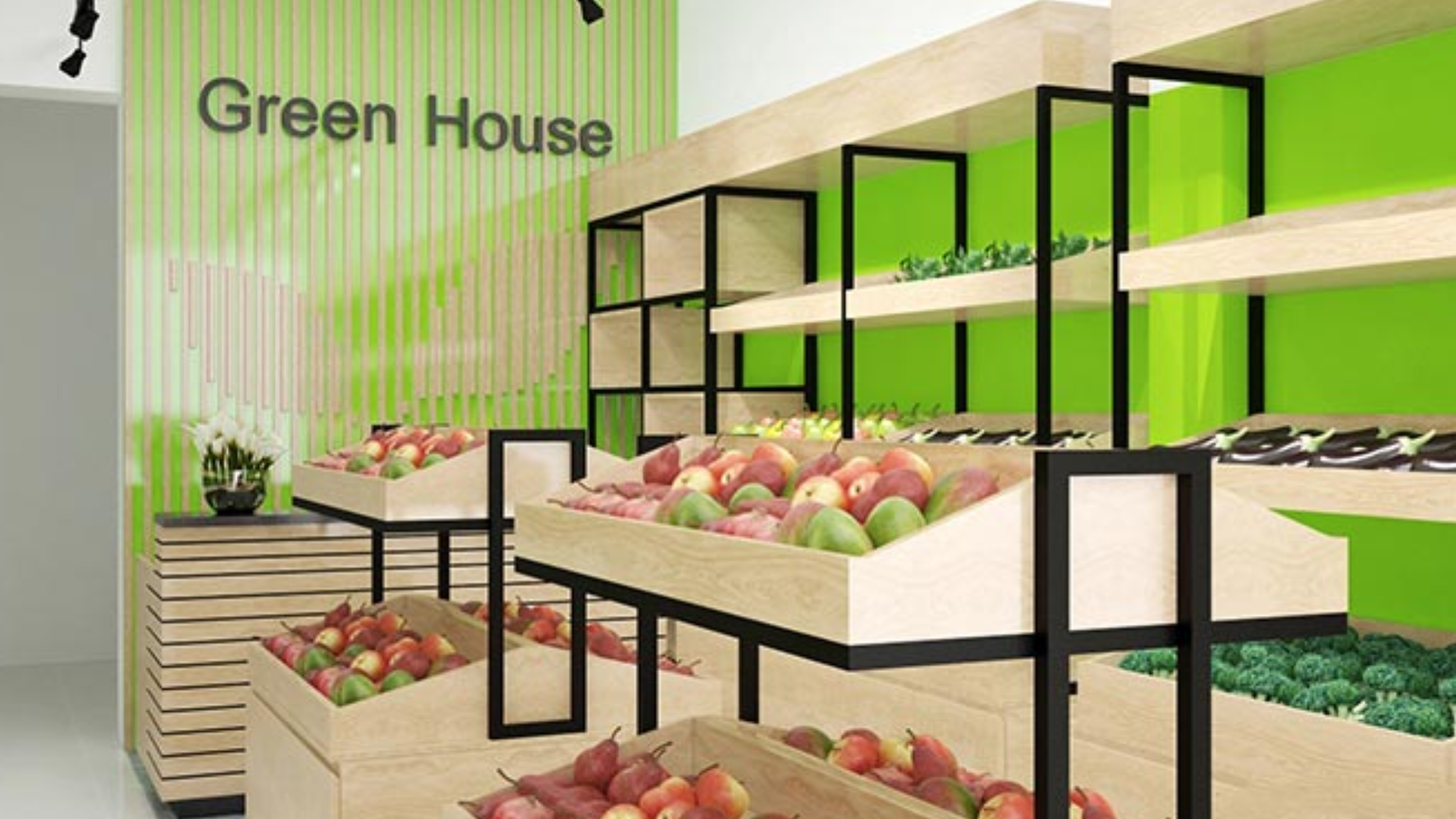 thiết kế thi công giá kệ cửa hàng trái cây 