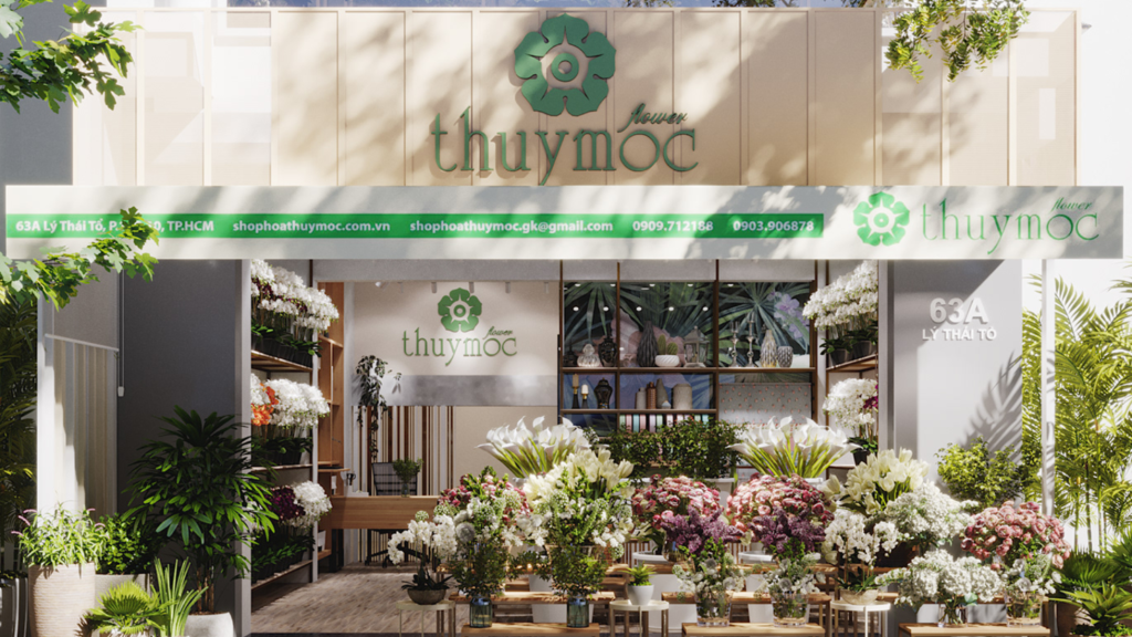 thiết kế thi công mặt tiền shop hoa tươi