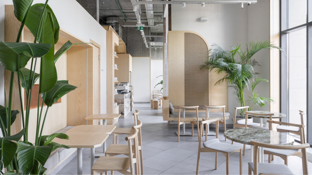 Bố trí khu vực ghế ngồi trong quán cafe