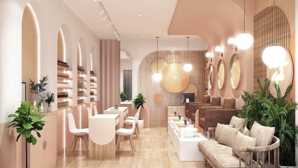 thiết kế nội thất spa gam màu sáng - pastel