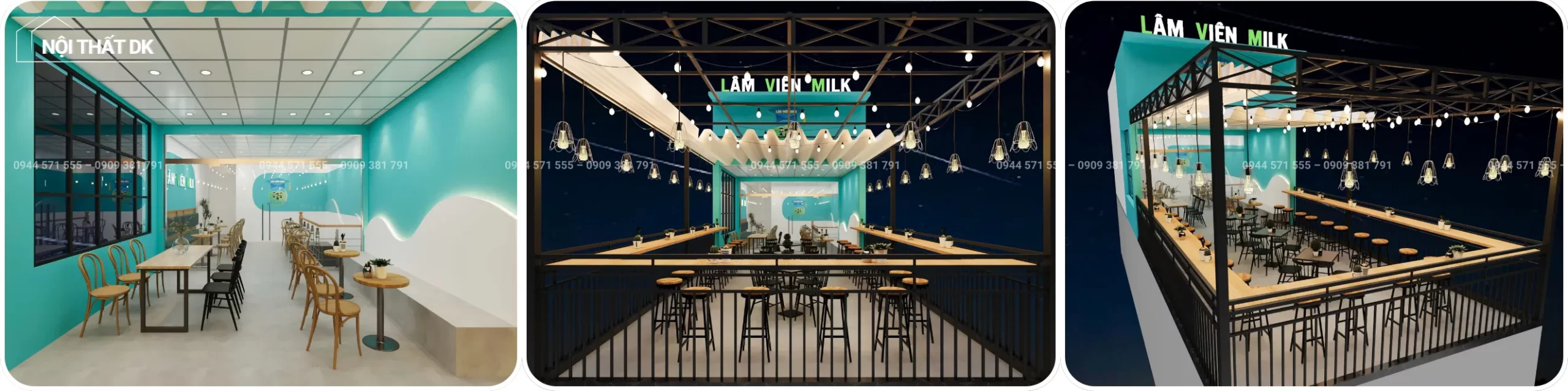 dự án dk: thiết kế quán trà sữa Lâm Viên Milk