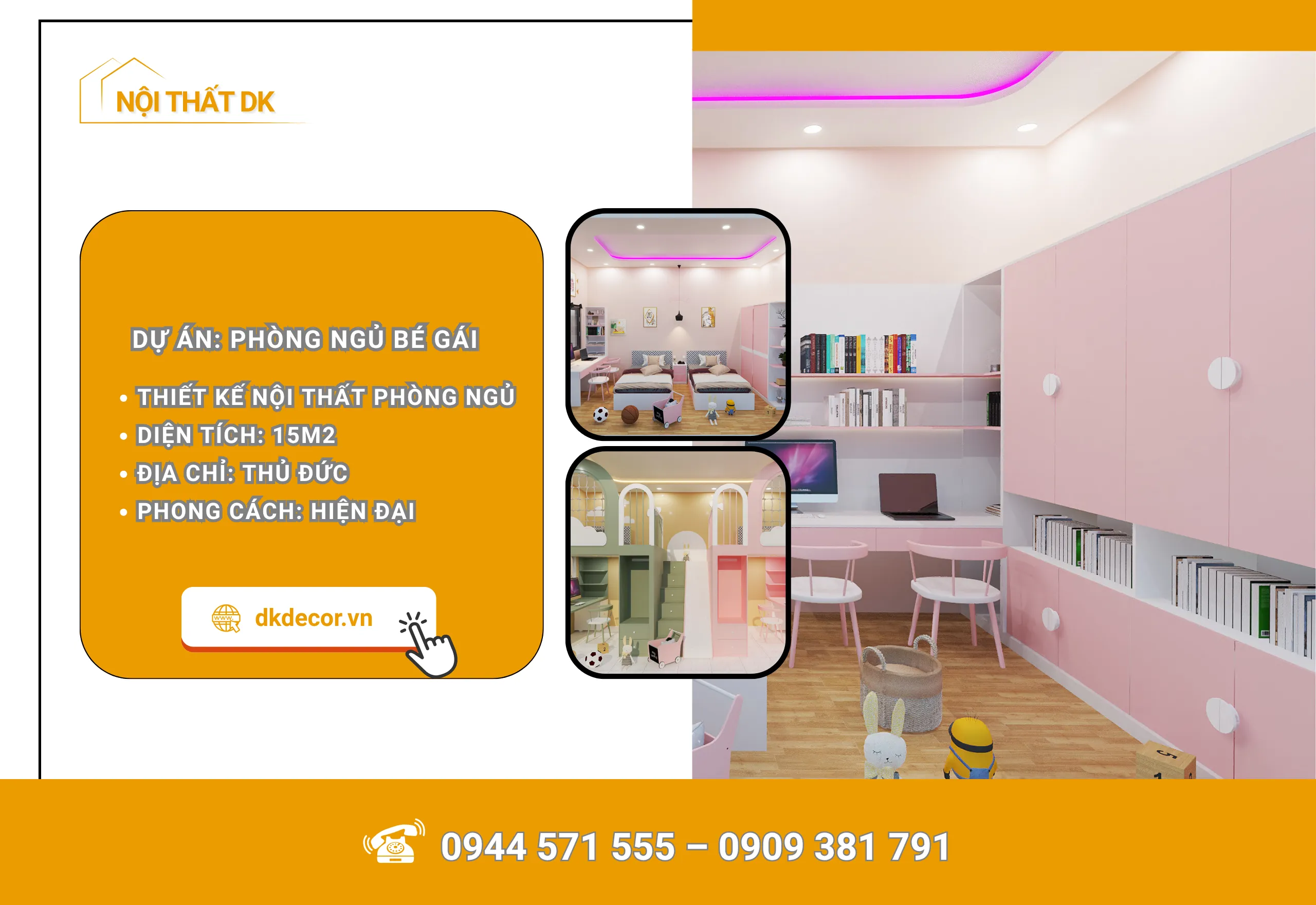 Thiết Kế Phòng Ngủ Trẻ Em Cho Hai Bé Gái 