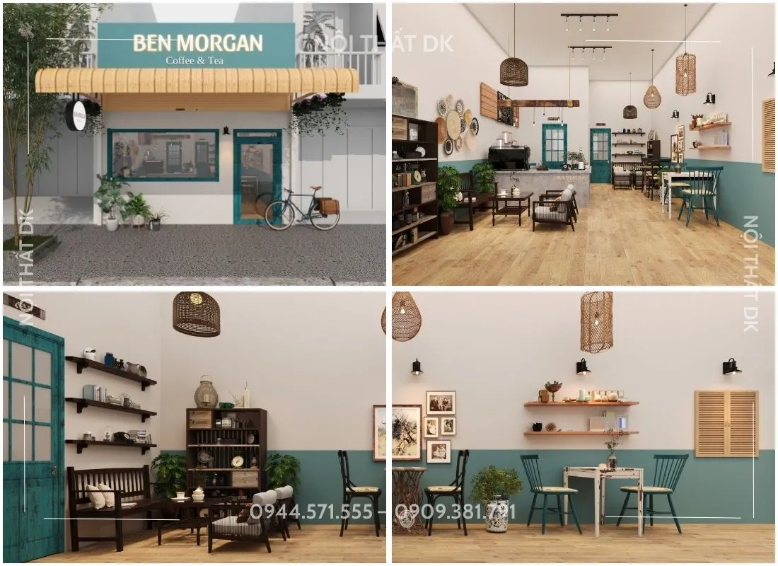 thiết kế quán cafe trà sữa ben morgan | NỘI THẤT DK 