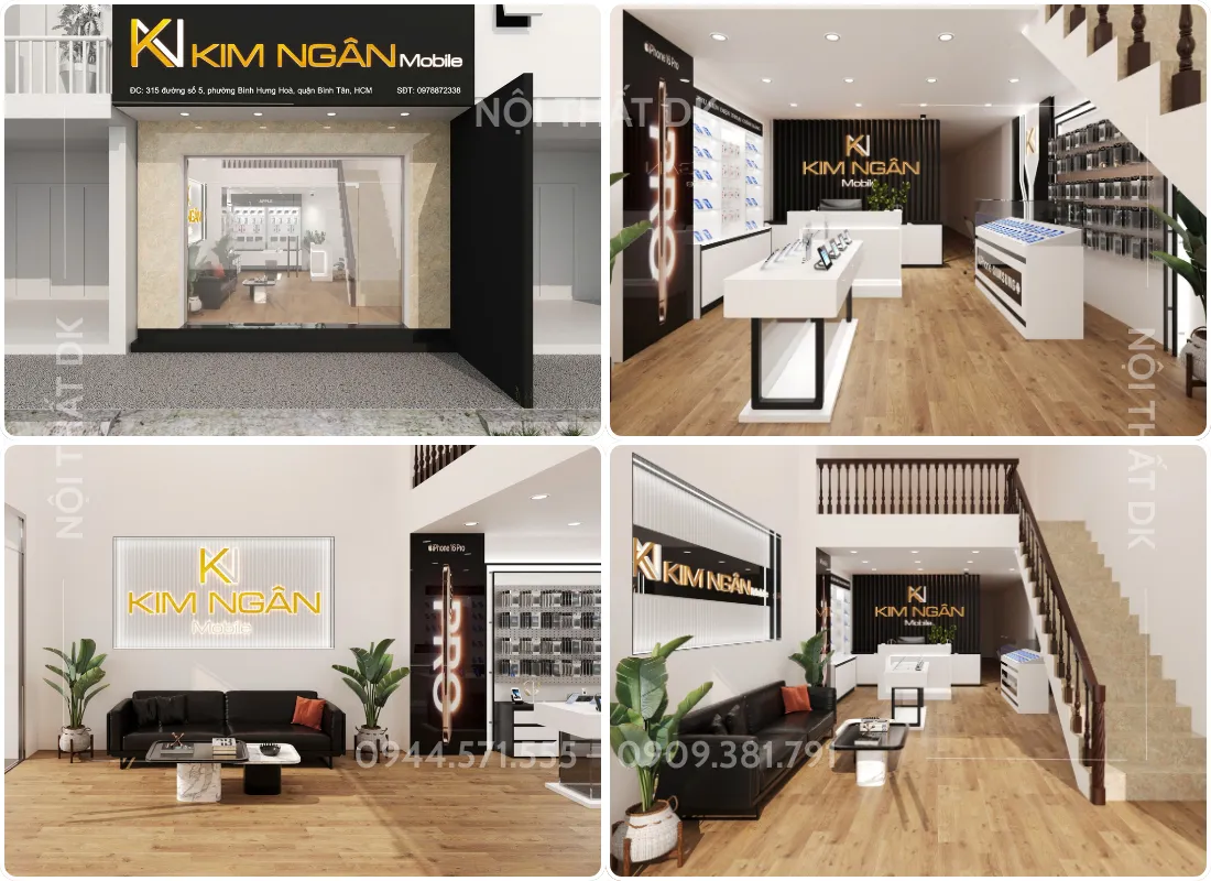 thiết kế shop điện thoại Kim Ngân Mobile tại Bình Tân | NỘI THẤT DK