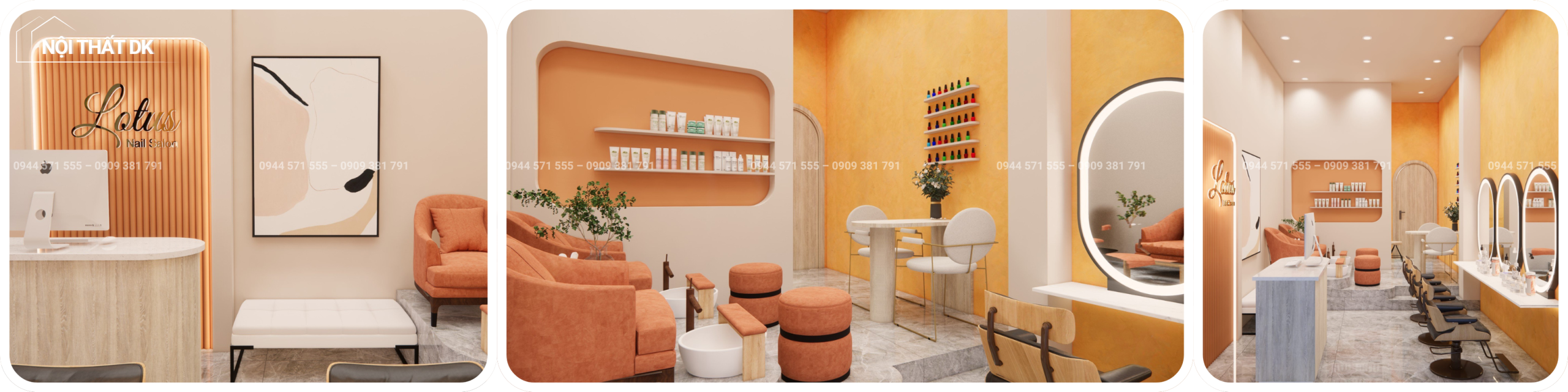 thiết kế tiệm nail màu cam