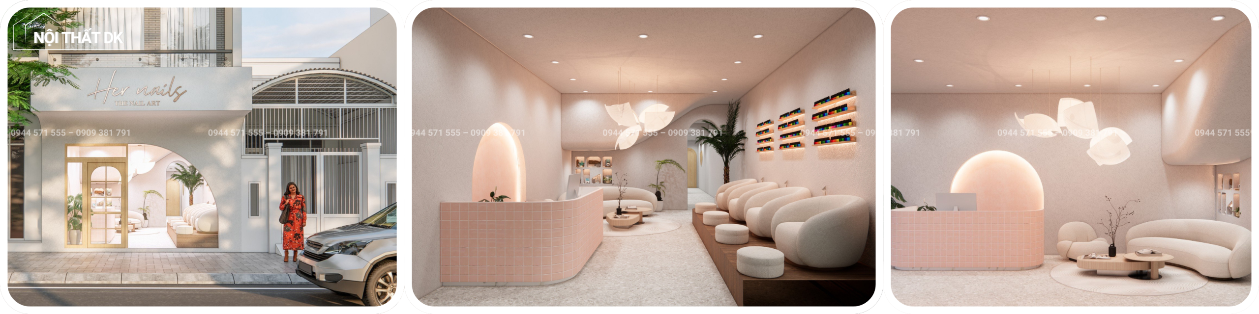 thiết kế tiệm nail nữ tính đẹp