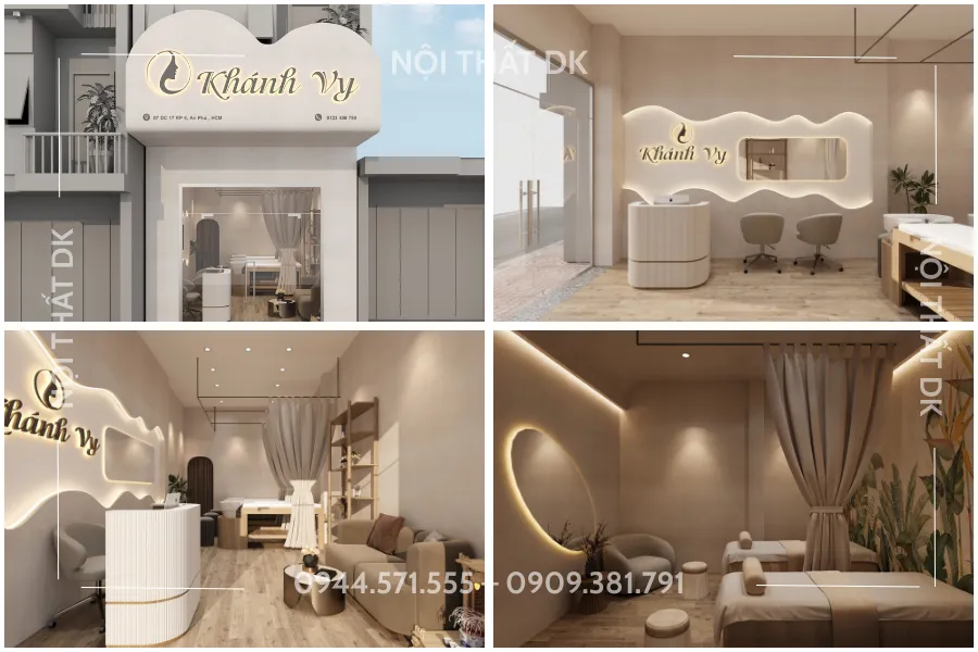 thiết kế tiệm nail spa khánh vy mini 30m2 bình dương - nội thất dk