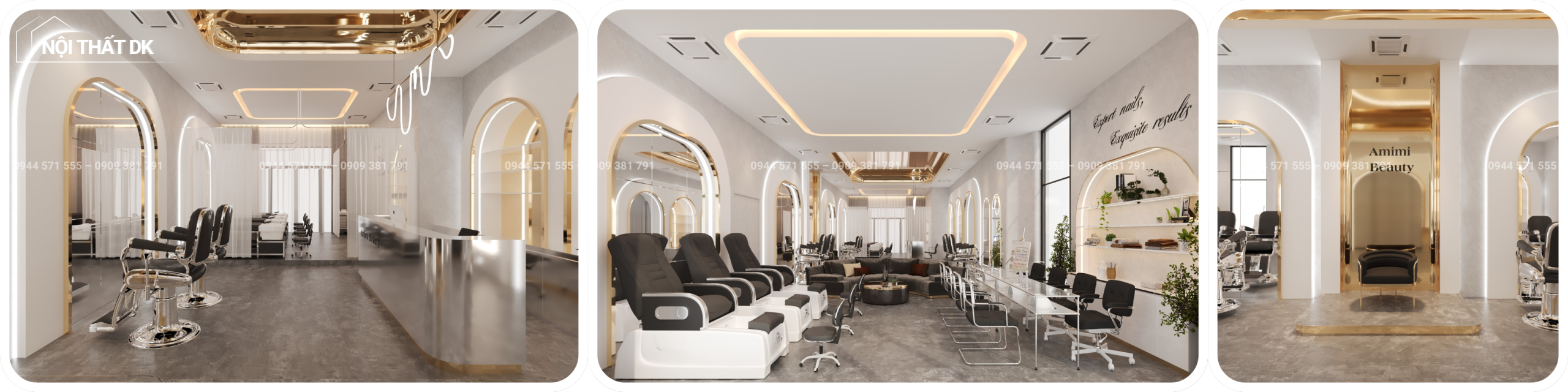 thiết kế tiệm nail spa luxury sang trọng