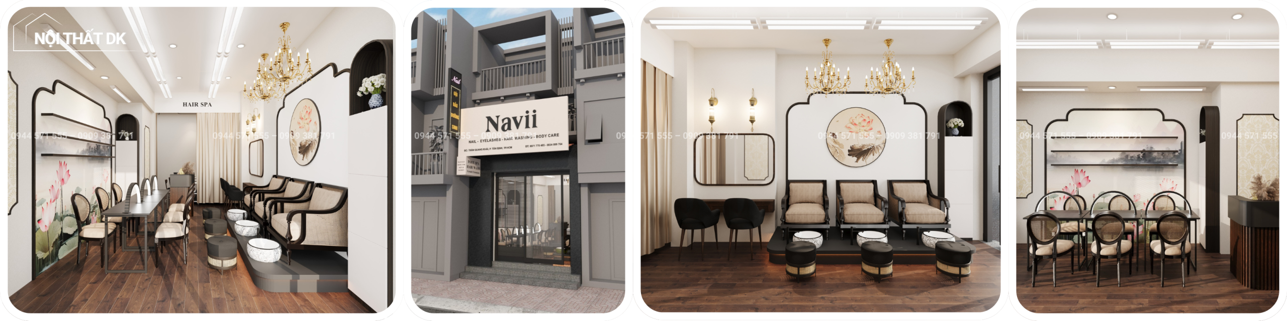 thiết kế tiệm nail tân cổ điển