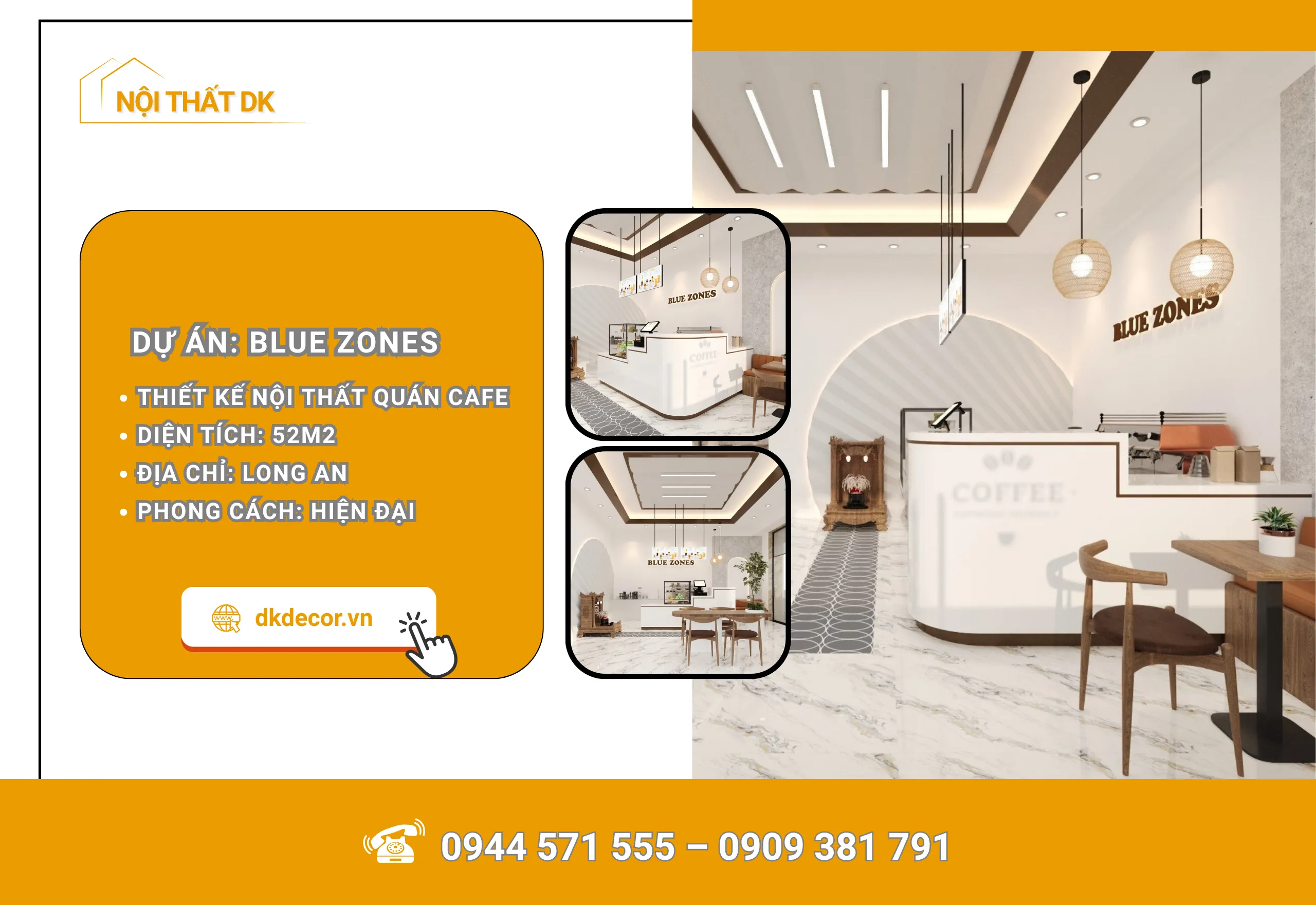 Thiết Kế Quán Cafe Bluezones Cần Giuộc Long An 