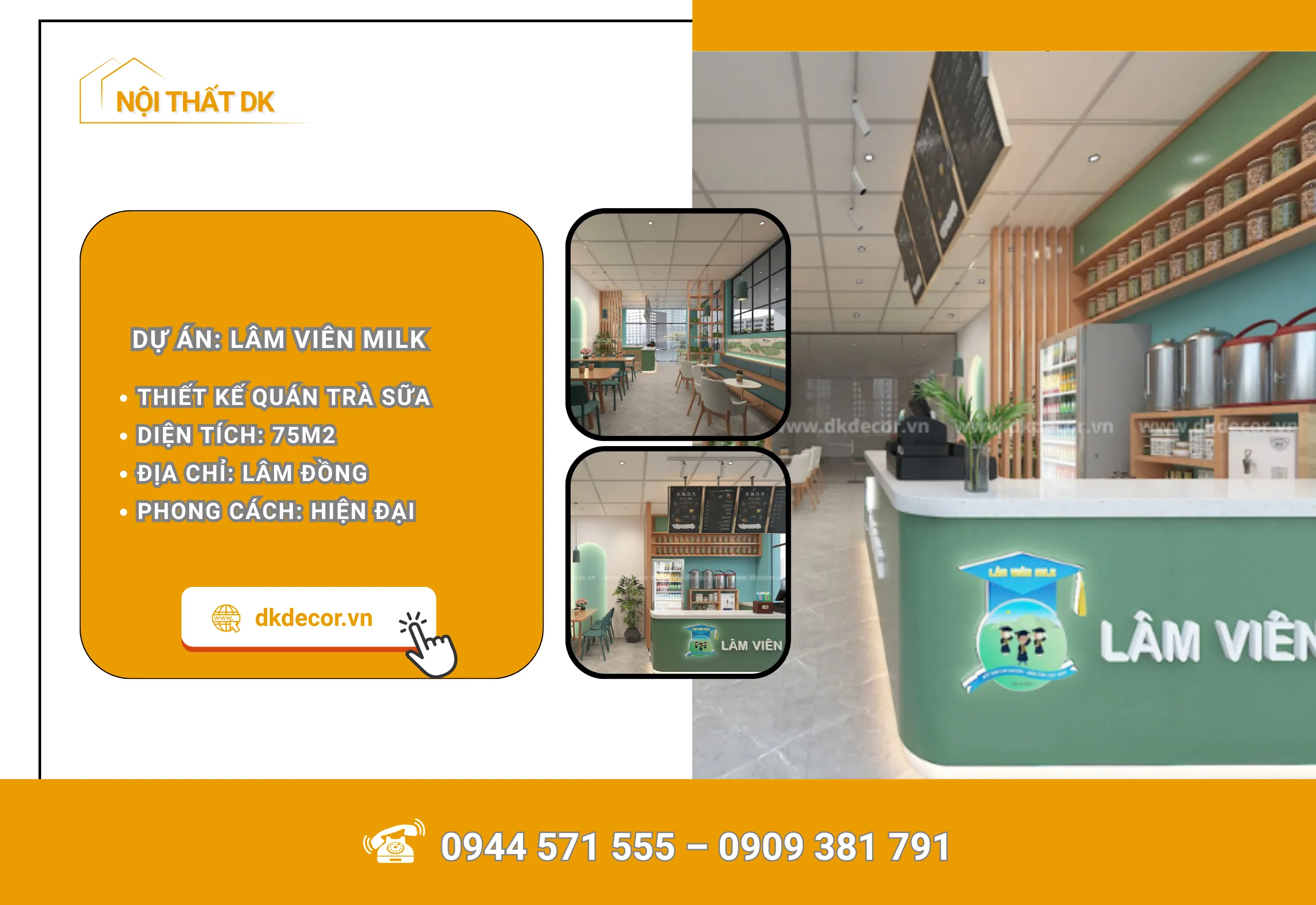 Thiết Kế Quán Trà Sữa Lâm Viên Milk – Lâm Đồng 