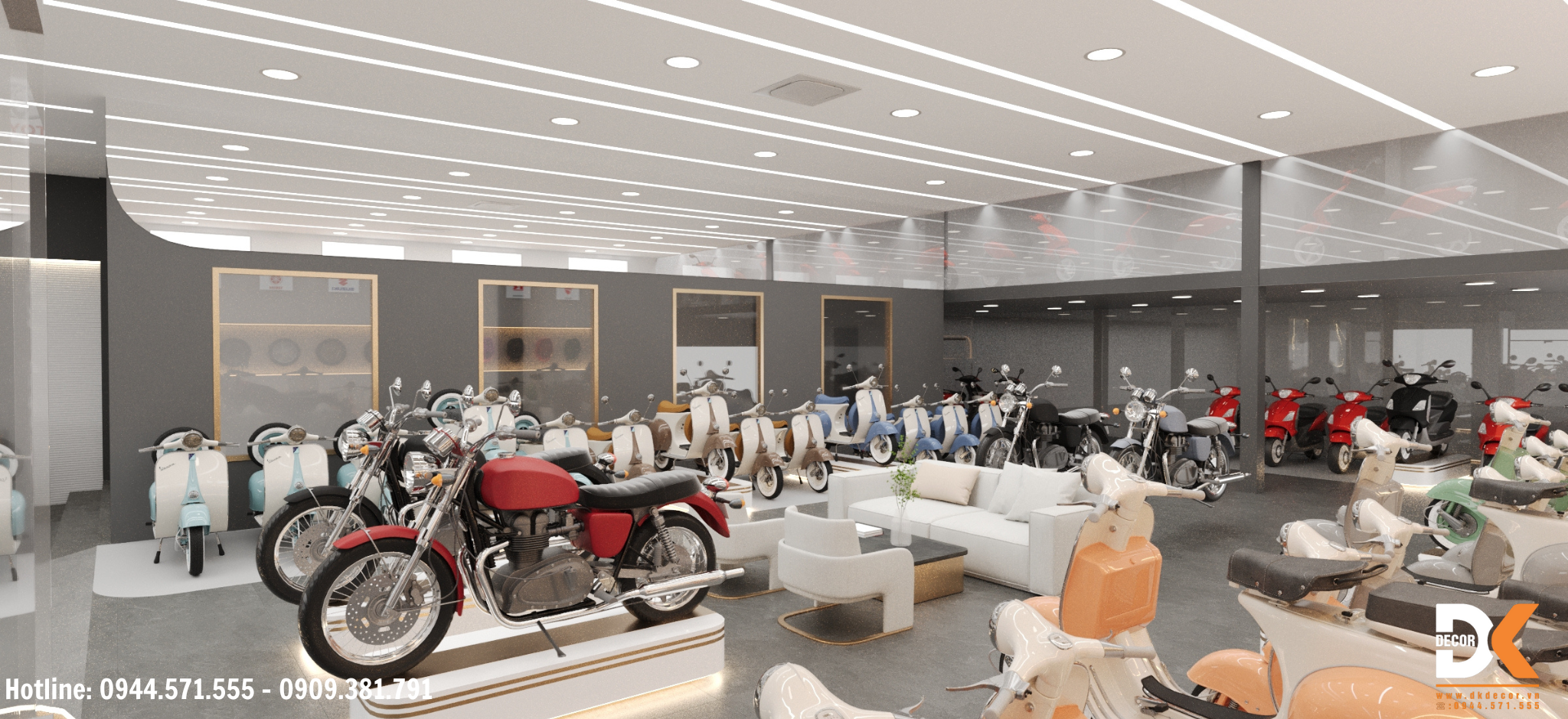 thiết kế showroom xe máy 