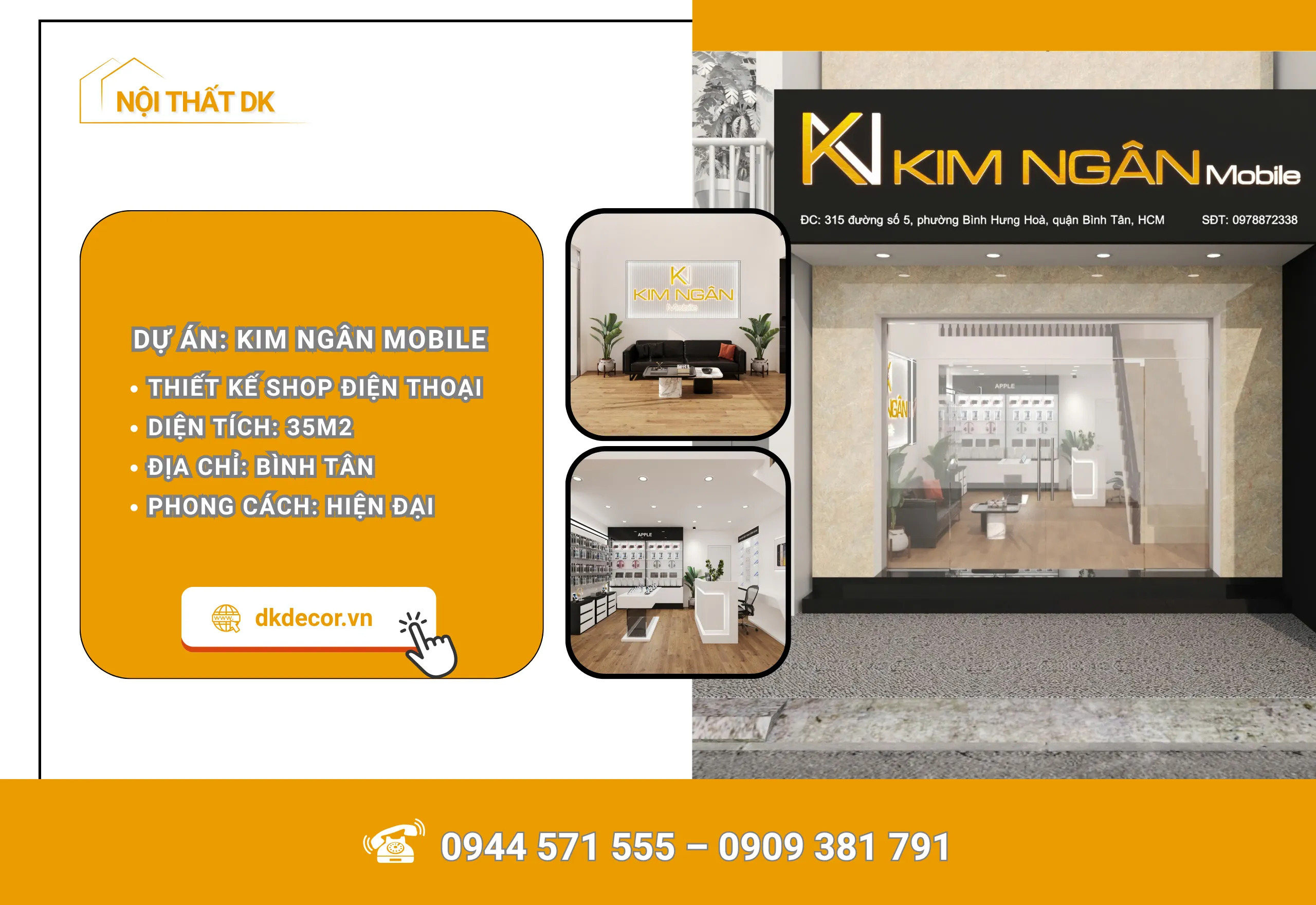Thiết Kế Cửa Hàng Điện Thoại Kim Ngân Mobile Quận Bình Tân 
