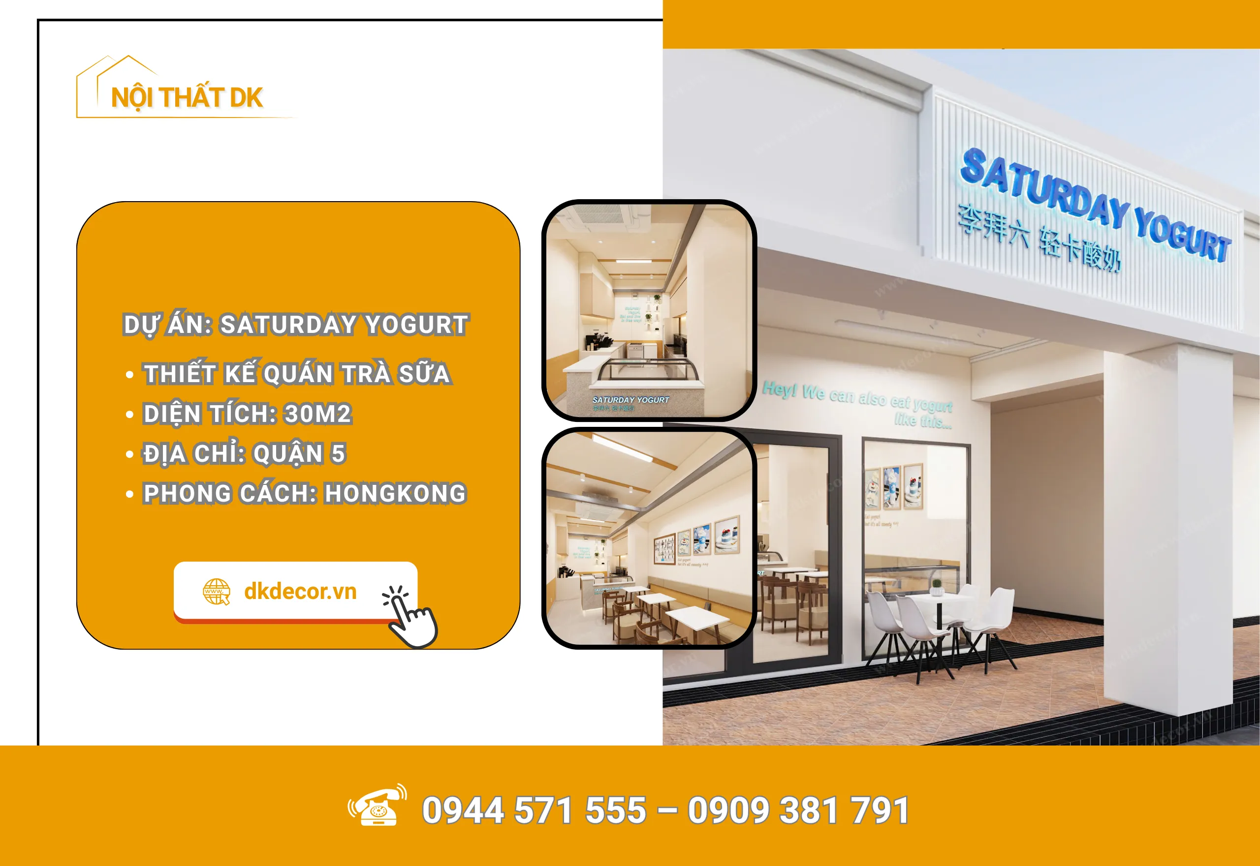 Thiết Kế Quán Trà Sữa Saturday Yogurt 