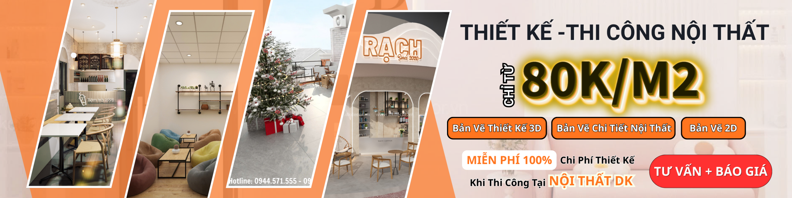 CTA - Thiết kế thi công quán cafe trà sữa nội thất dk chỉ từ 80k/m2