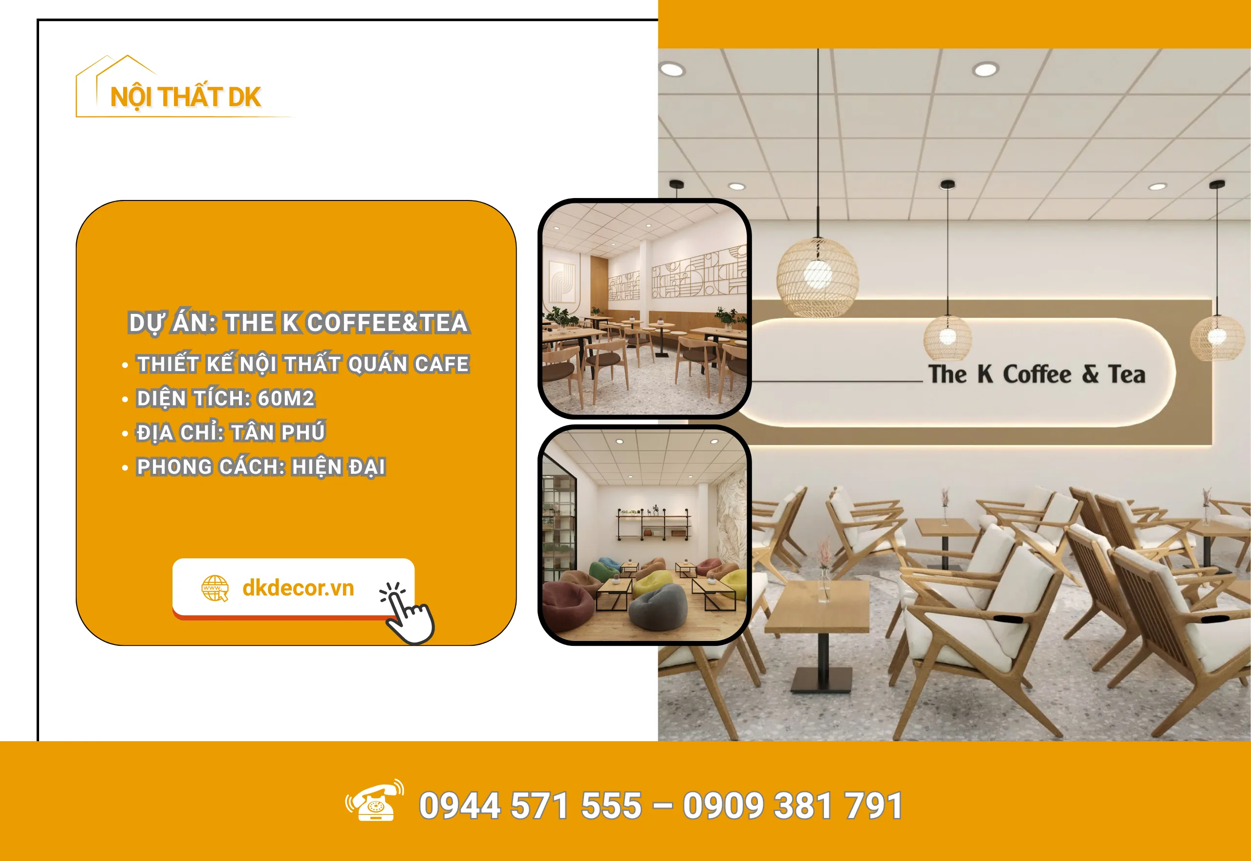 Thiết Kế Quán Cafe – The K Coffee&Tea Lầu 1 