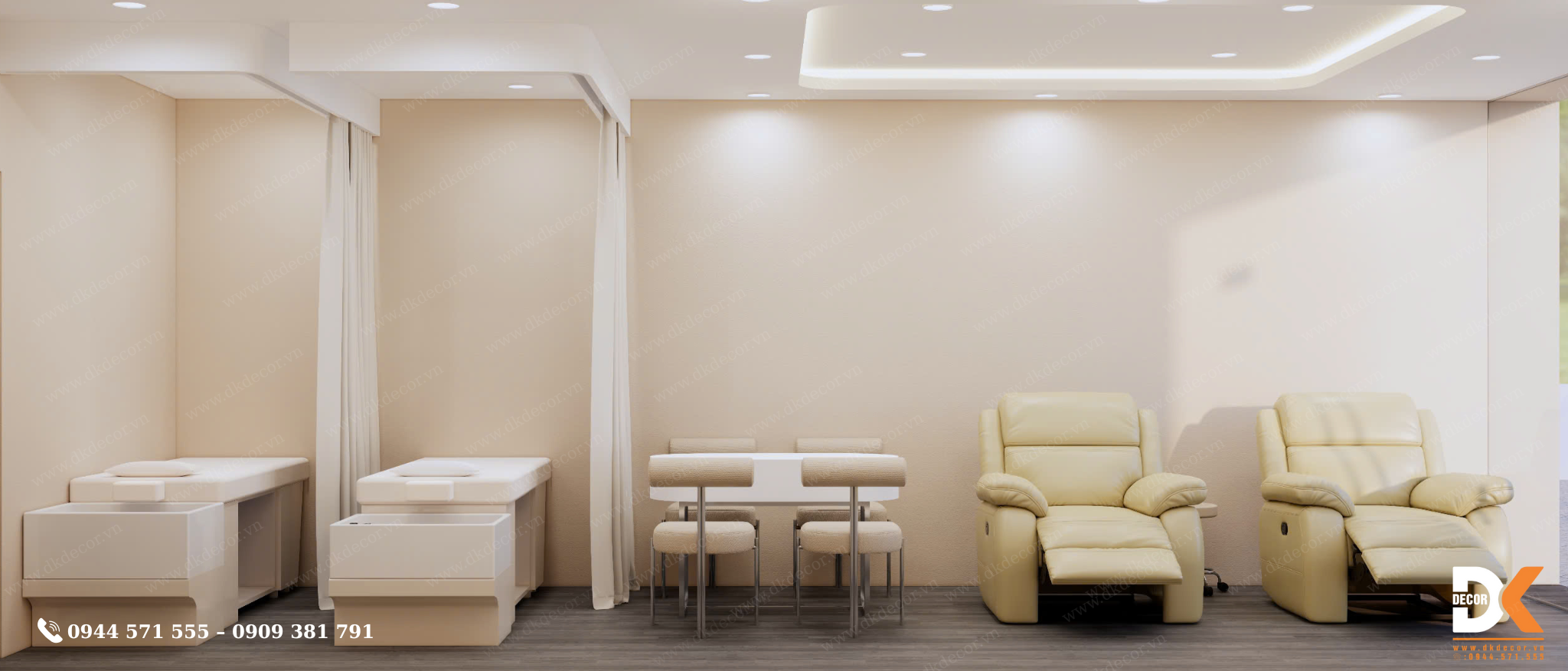 mẫu khu vực tiệm nail spa 