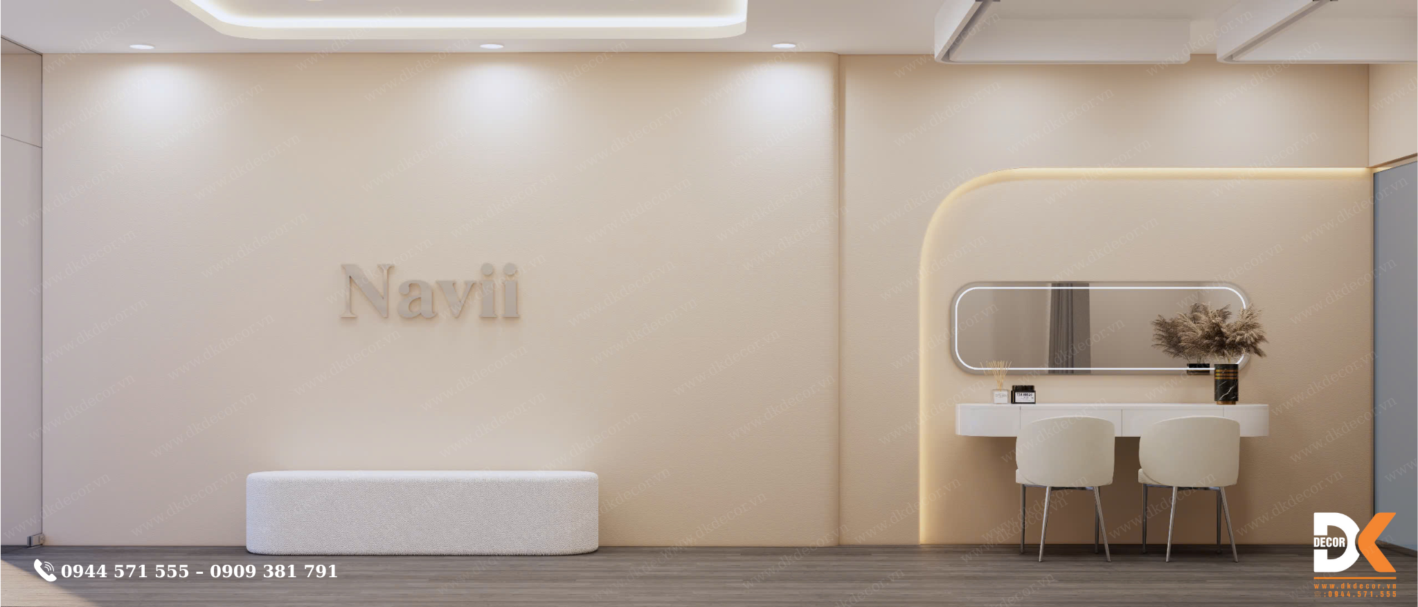 khu vực chờ trong thiết kế tiệm nail spa Navii