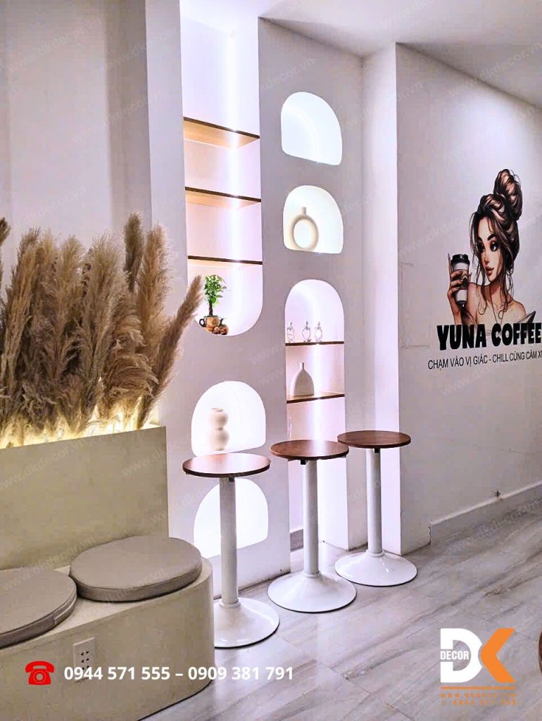 khu vực decor quán coffee yuna