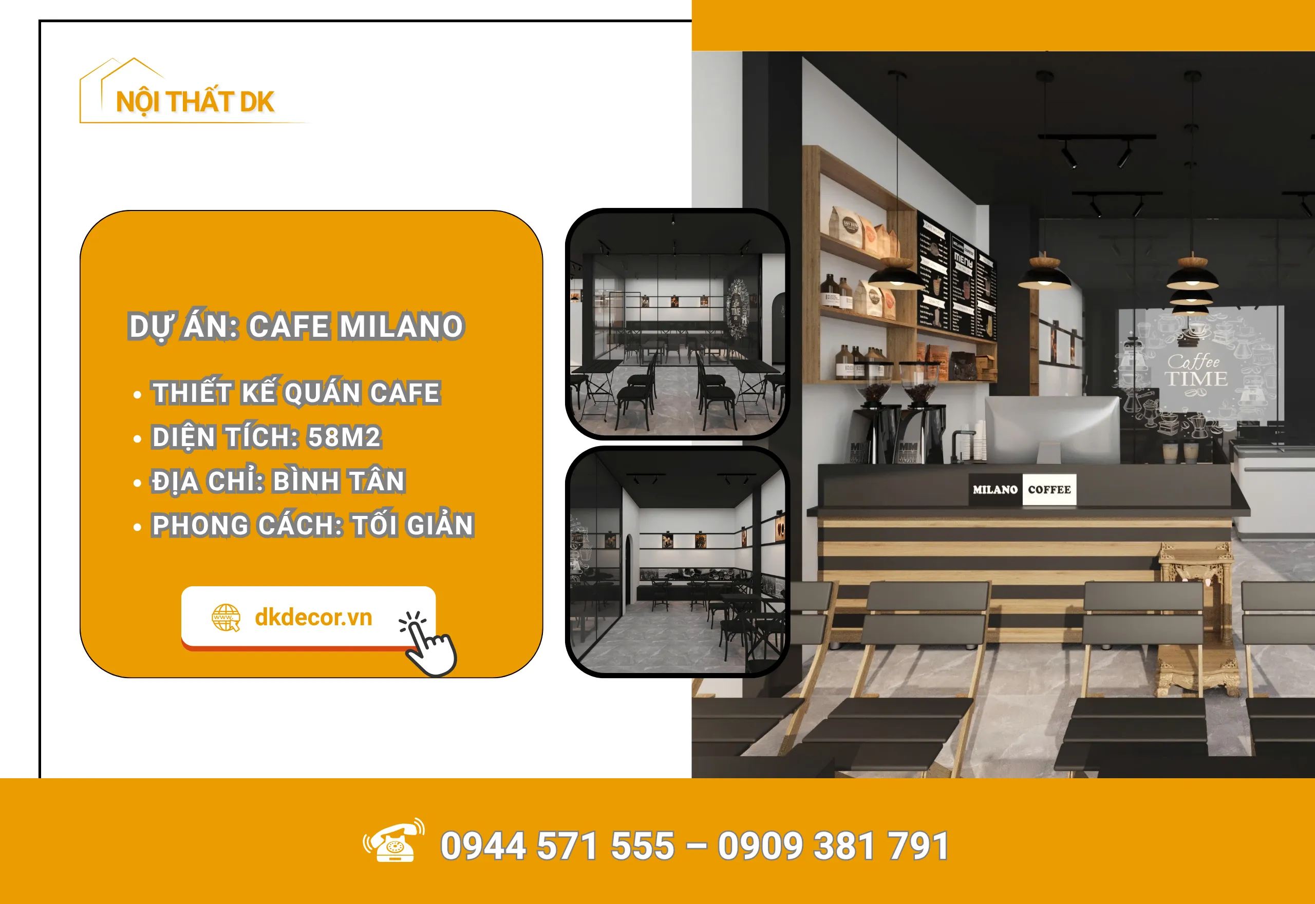 [Bình Tân] Thiết Kế Quán Cafe Milano 