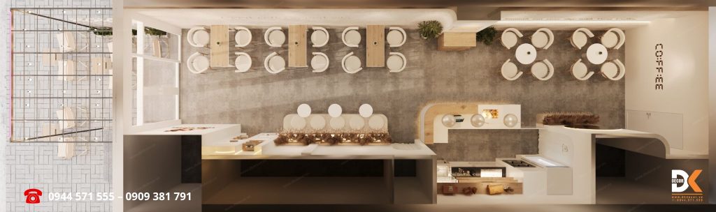 mặt bằng thiết kế quán coffee yuna