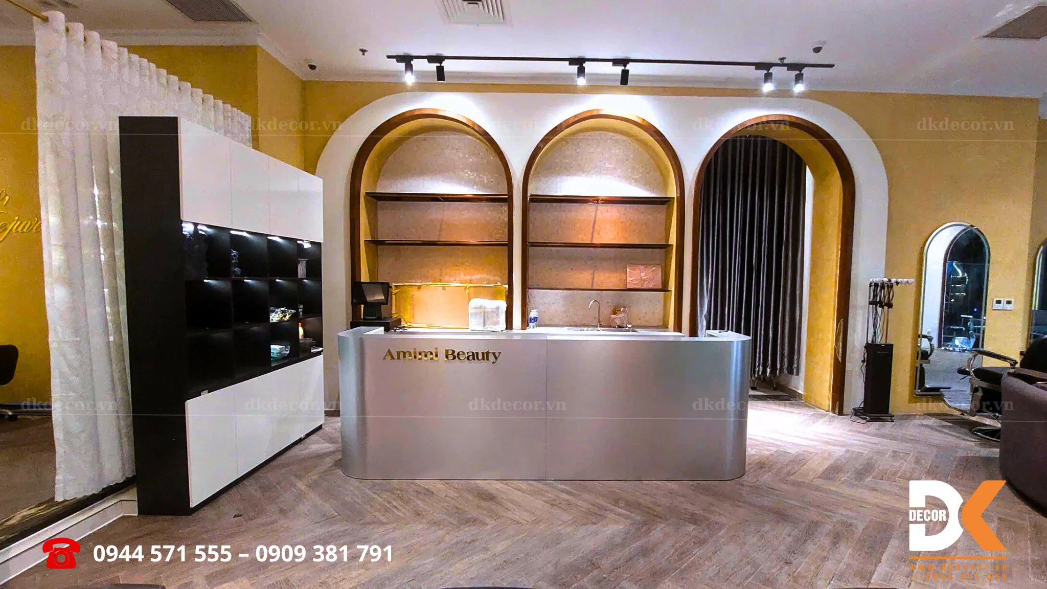không gian thi công tiệm salon amimi beauty