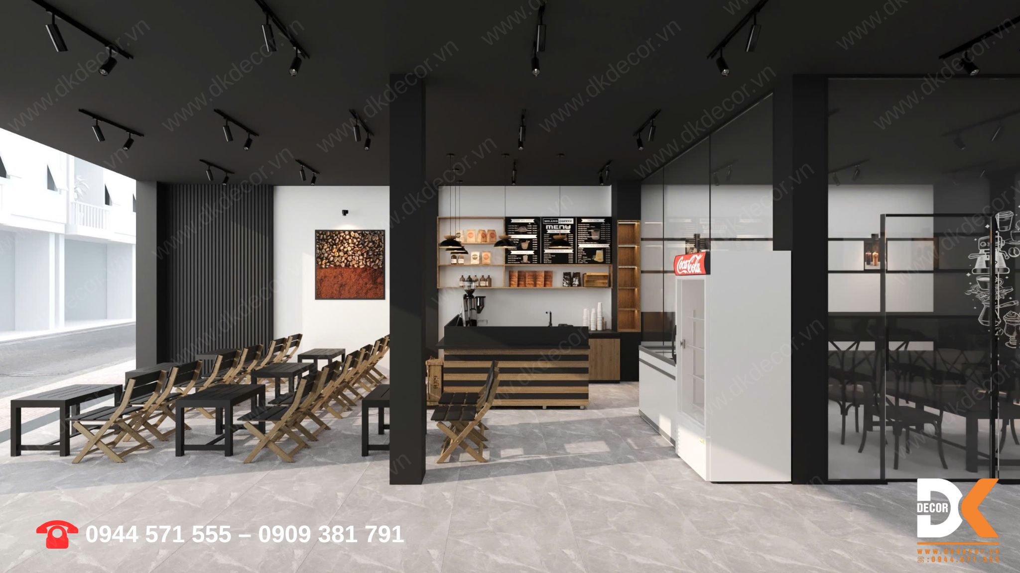 thiết kế quán cafe milano