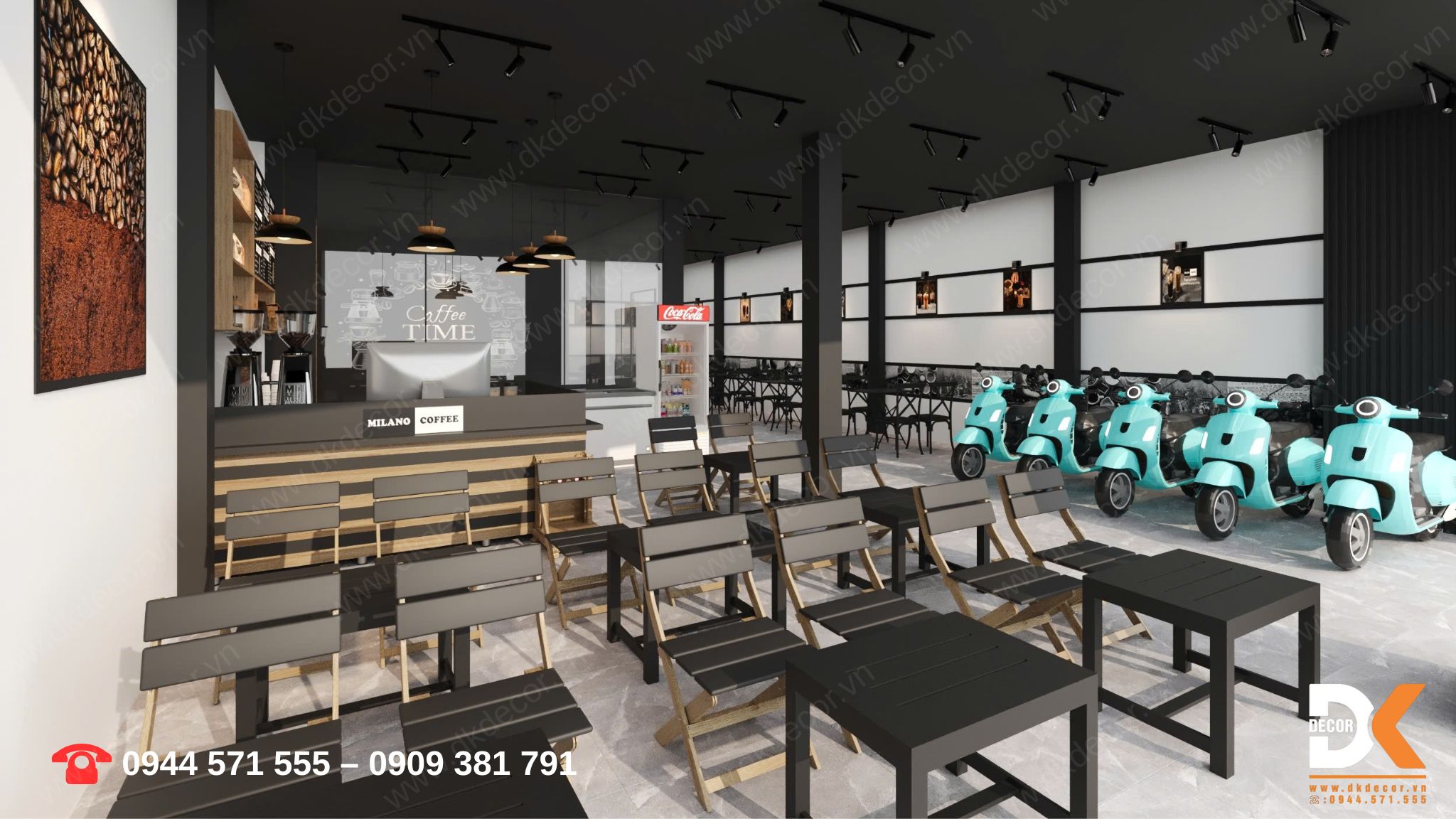 thiết kế quán cà phê milano tại bình tân