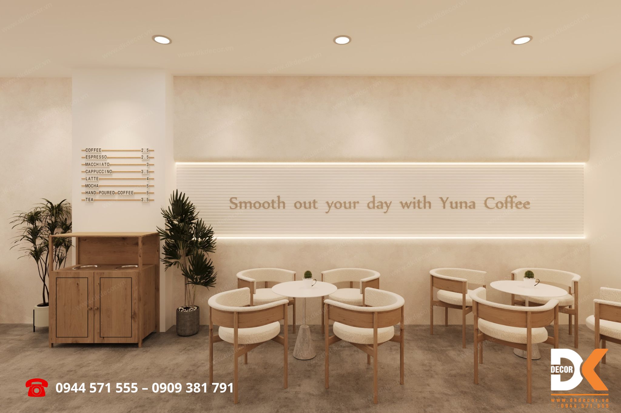 khu vực dành cho khách tiệm yuna coffee