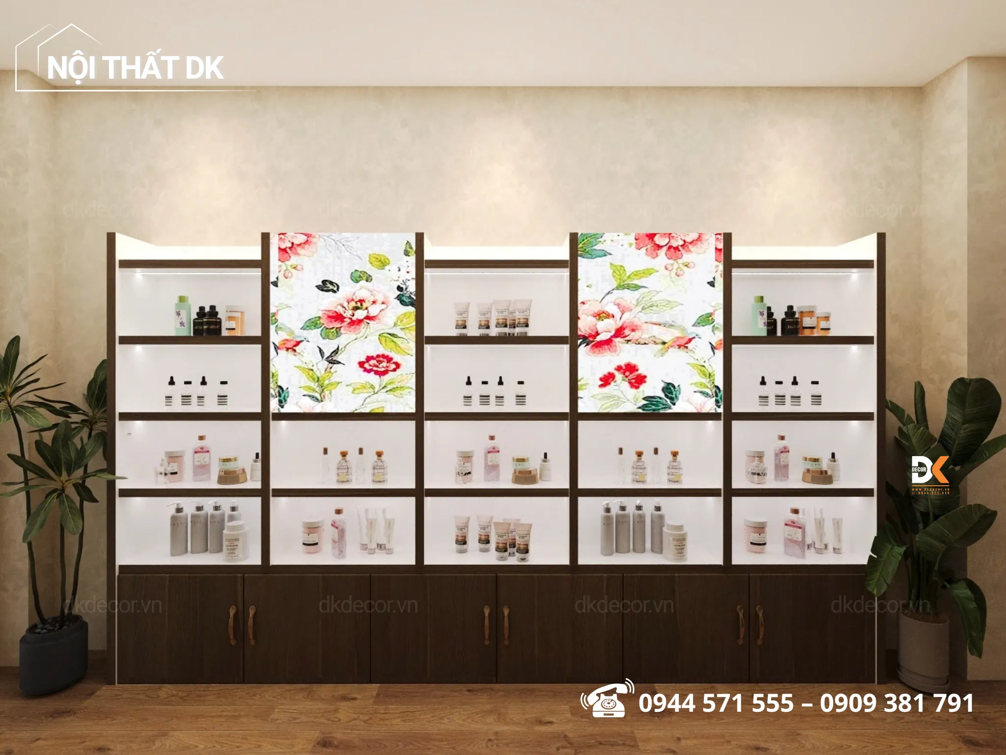 tủ trưng bày mỹ phẩm spa koe healing