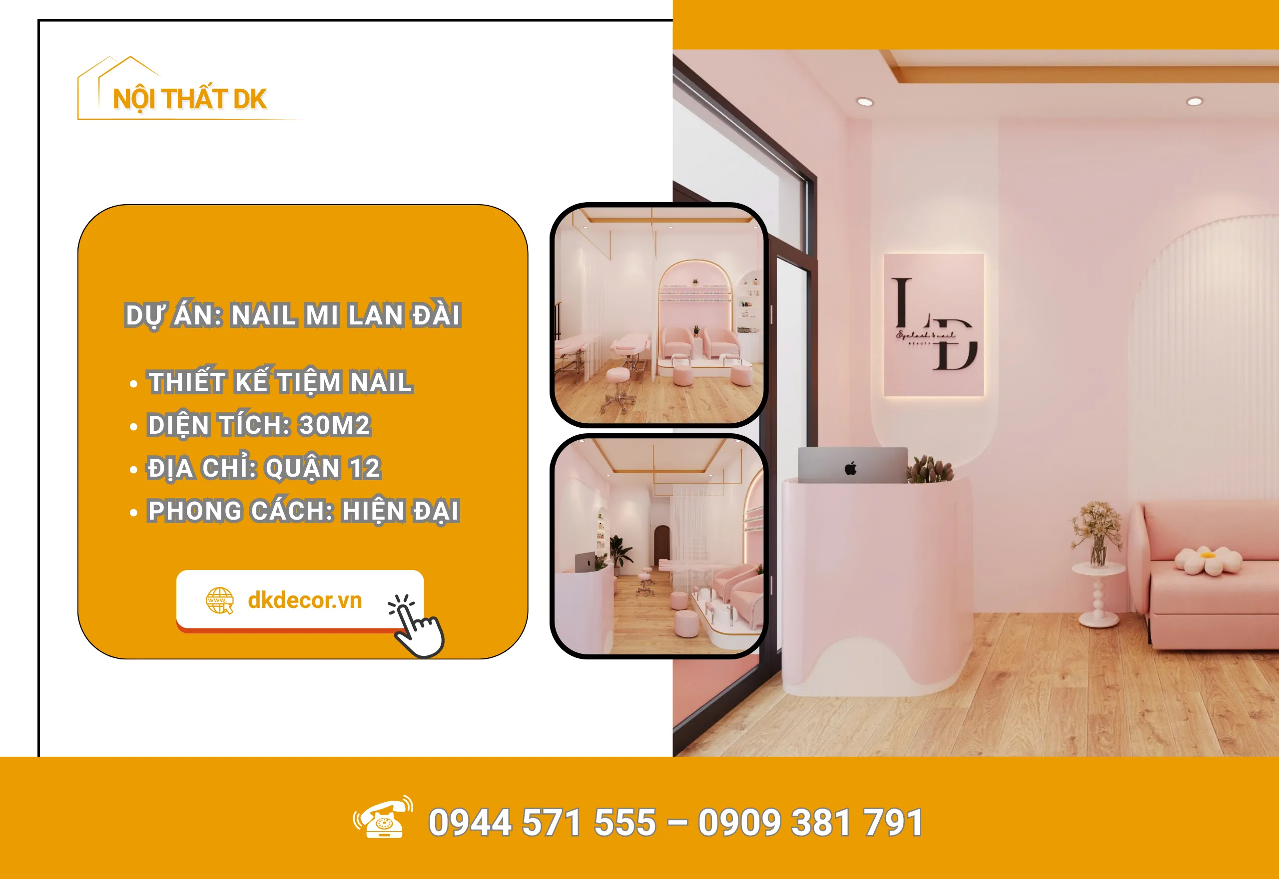 Thiết Kế Tiệm Nail Mi Lan Đài – Quận 12 – 30m2 