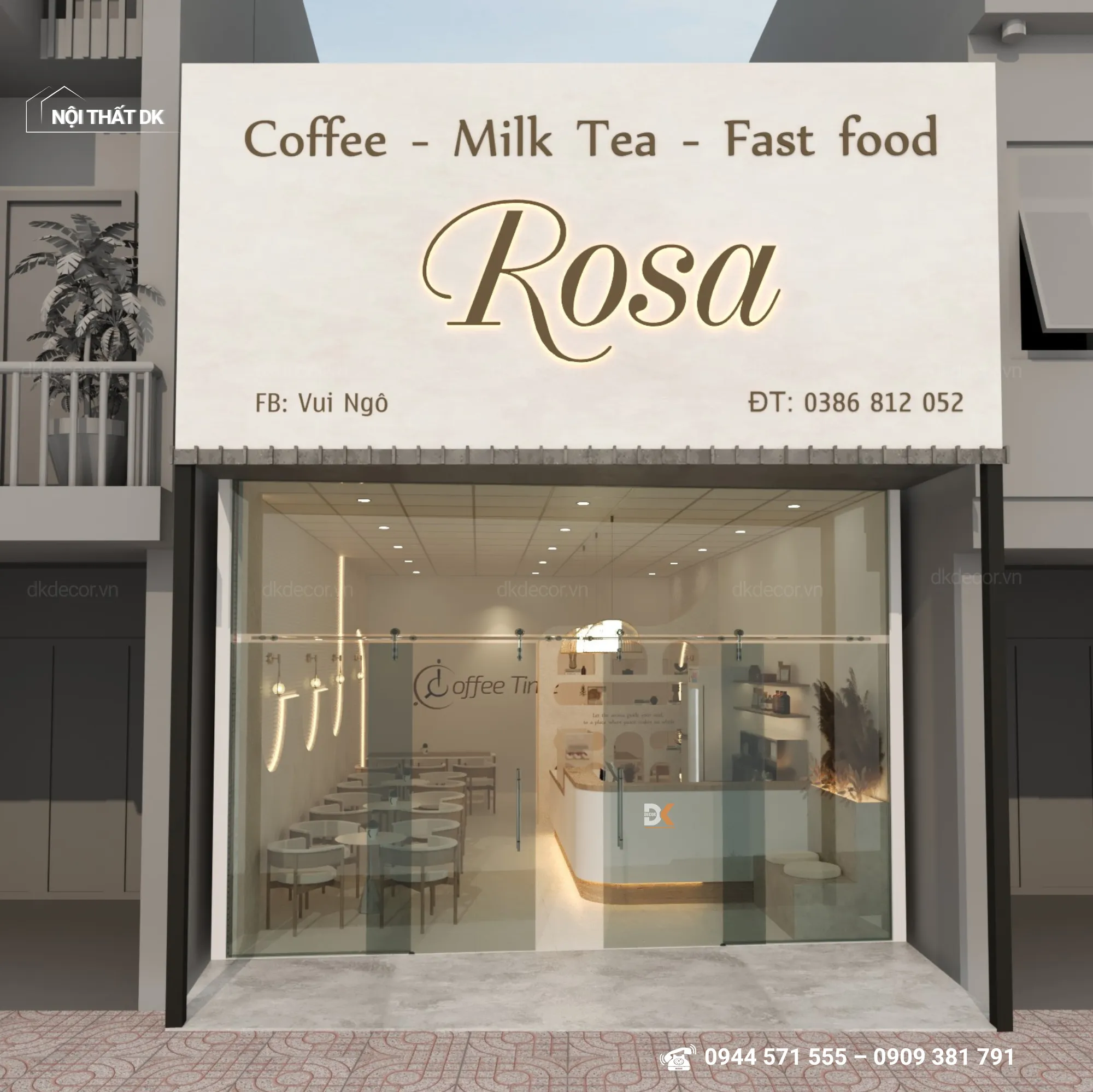 thiết kế quán coffee rosa tại đồng nai