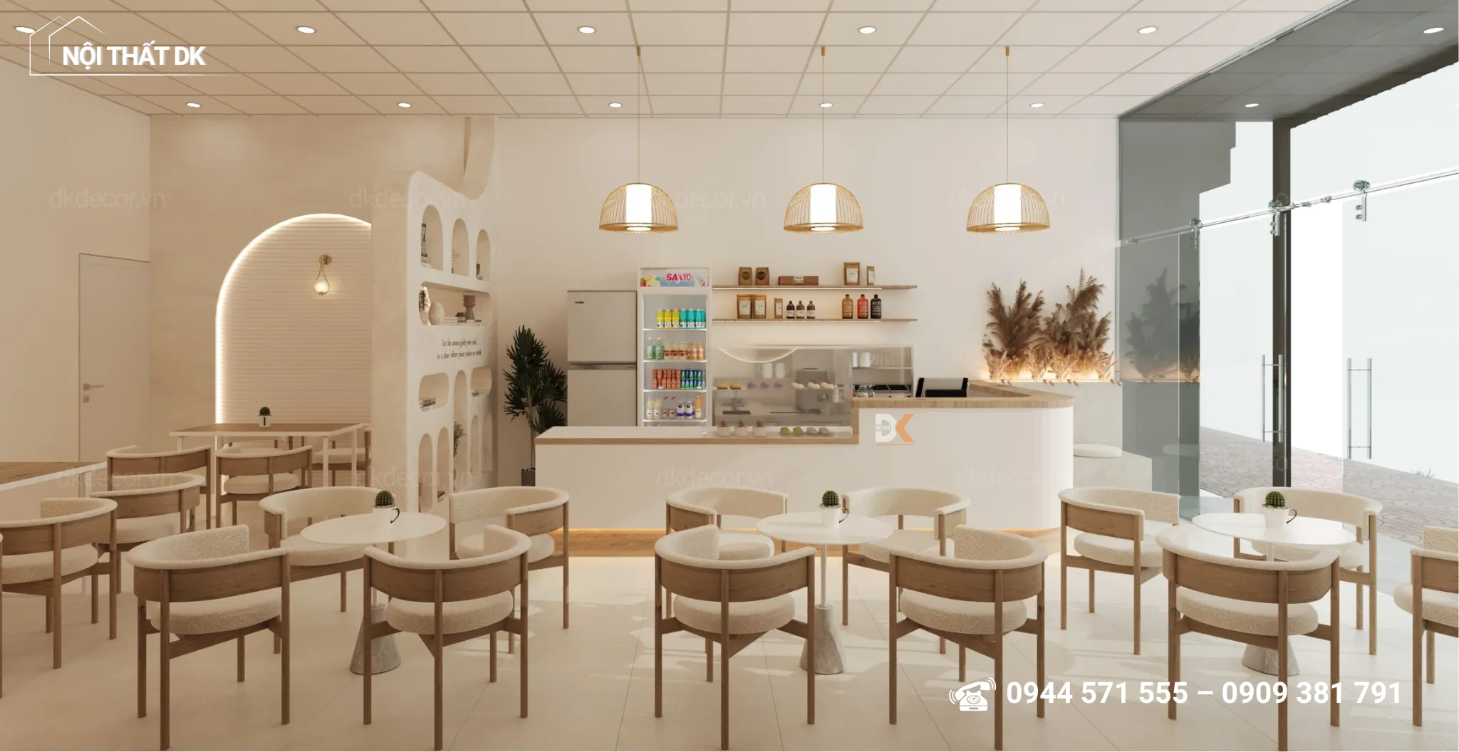 không gian quán coffee hiện đại