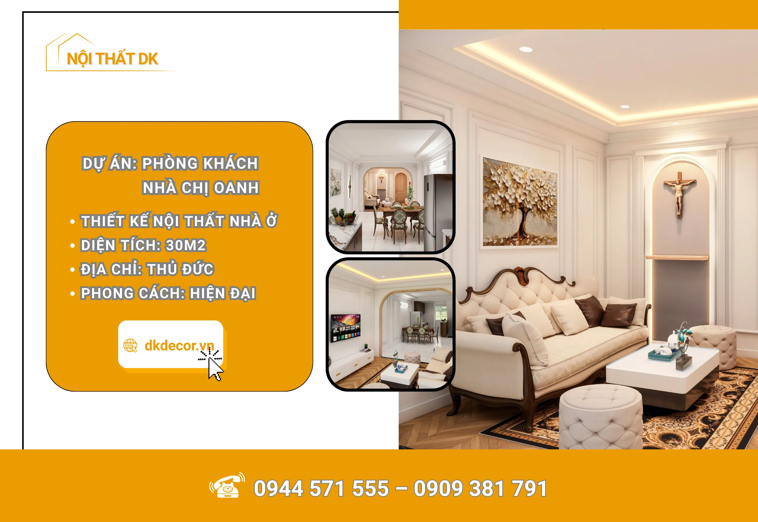 Thiết Kế Nội Thất Phòng Khách 30m2 Ở Thủ Đức 