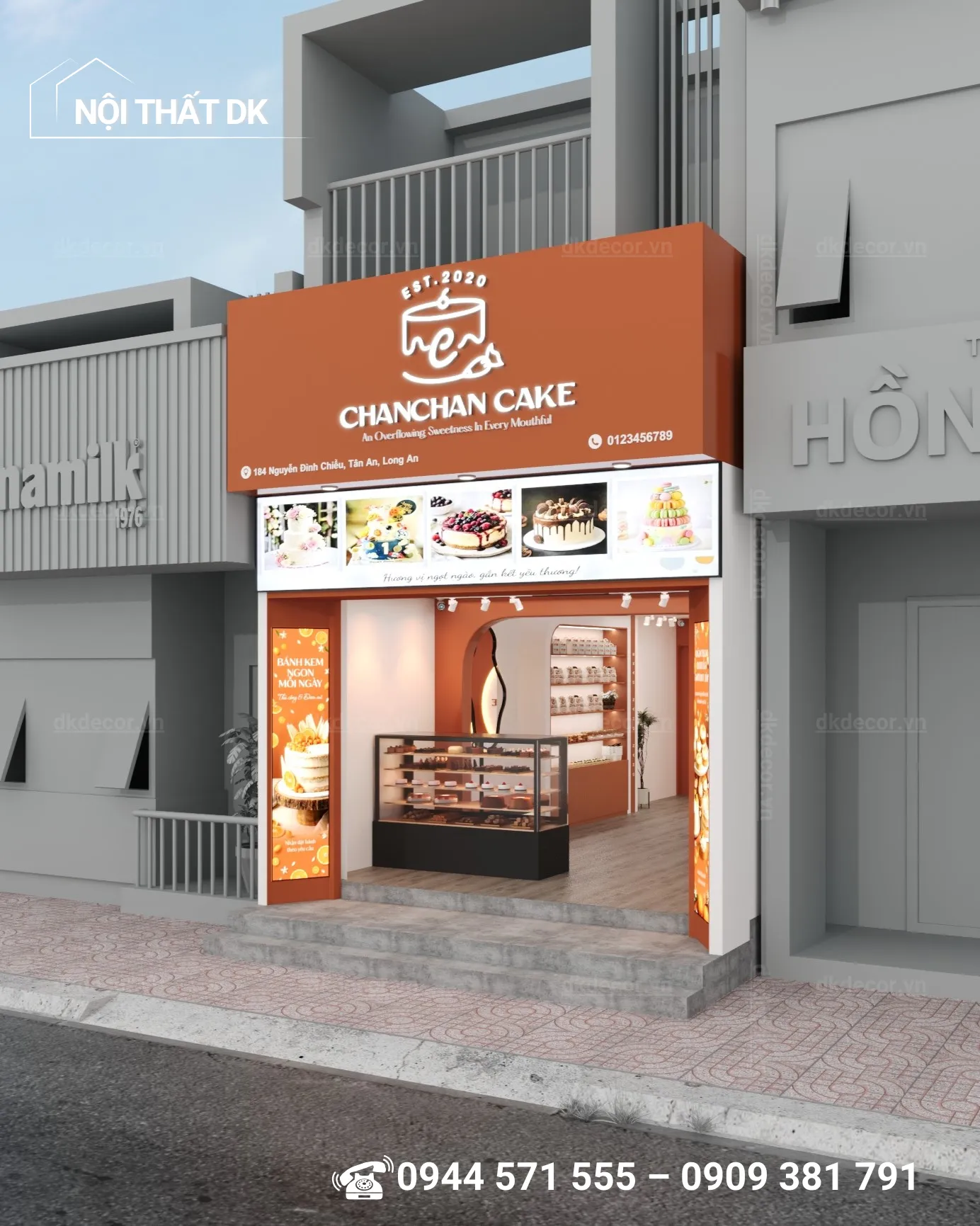 thiết kế tiệm bánh chanchan cake tây ninh 30m2