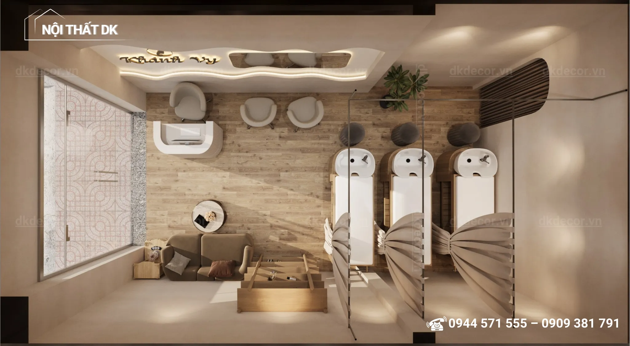 bố trí thiết kế spa mini khánh vy 60m2 bình dương