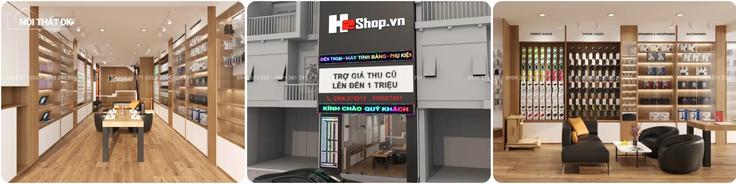 dự án dk thiết kế cửa hàng điện thoại h2shop