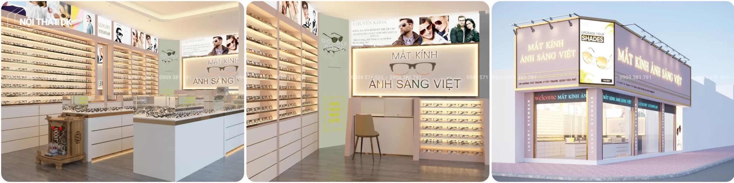 dự án dk thiết kế shop mắt kính ánh sáng việt cn1