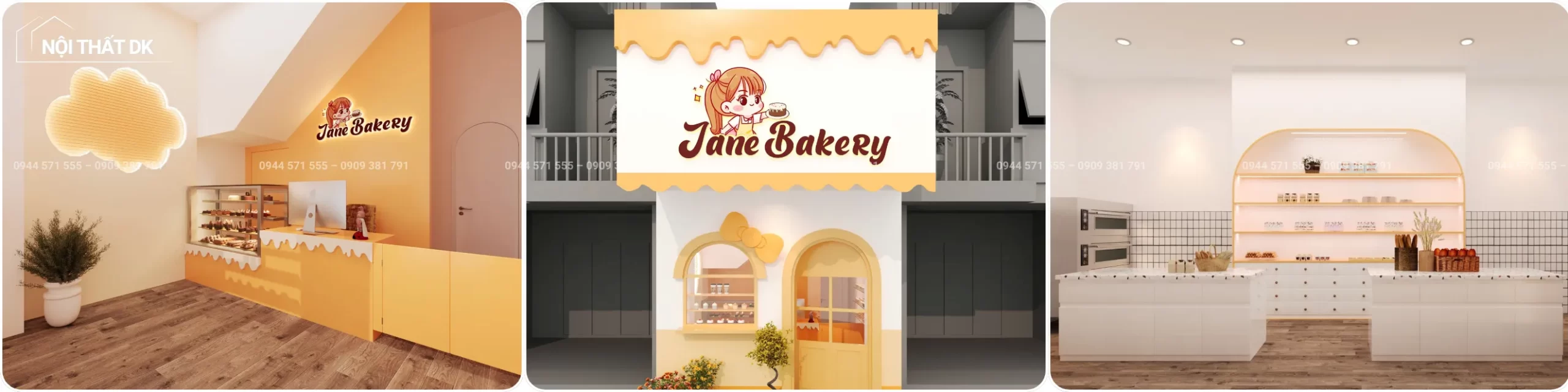 dự án dk - thiết kế tiệm bánh kem jane bakery - quận 11 - 72m2