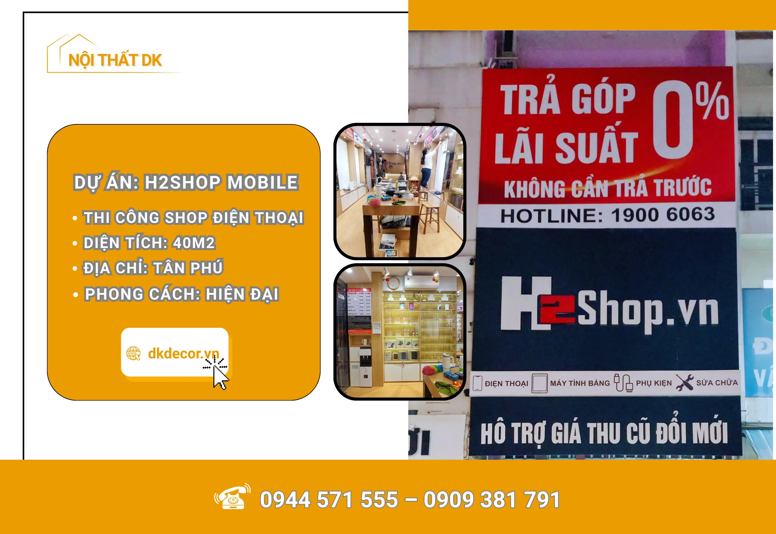 Thi Công Cửa Hàng Điện Thoại H2Shop – Tân Phú 