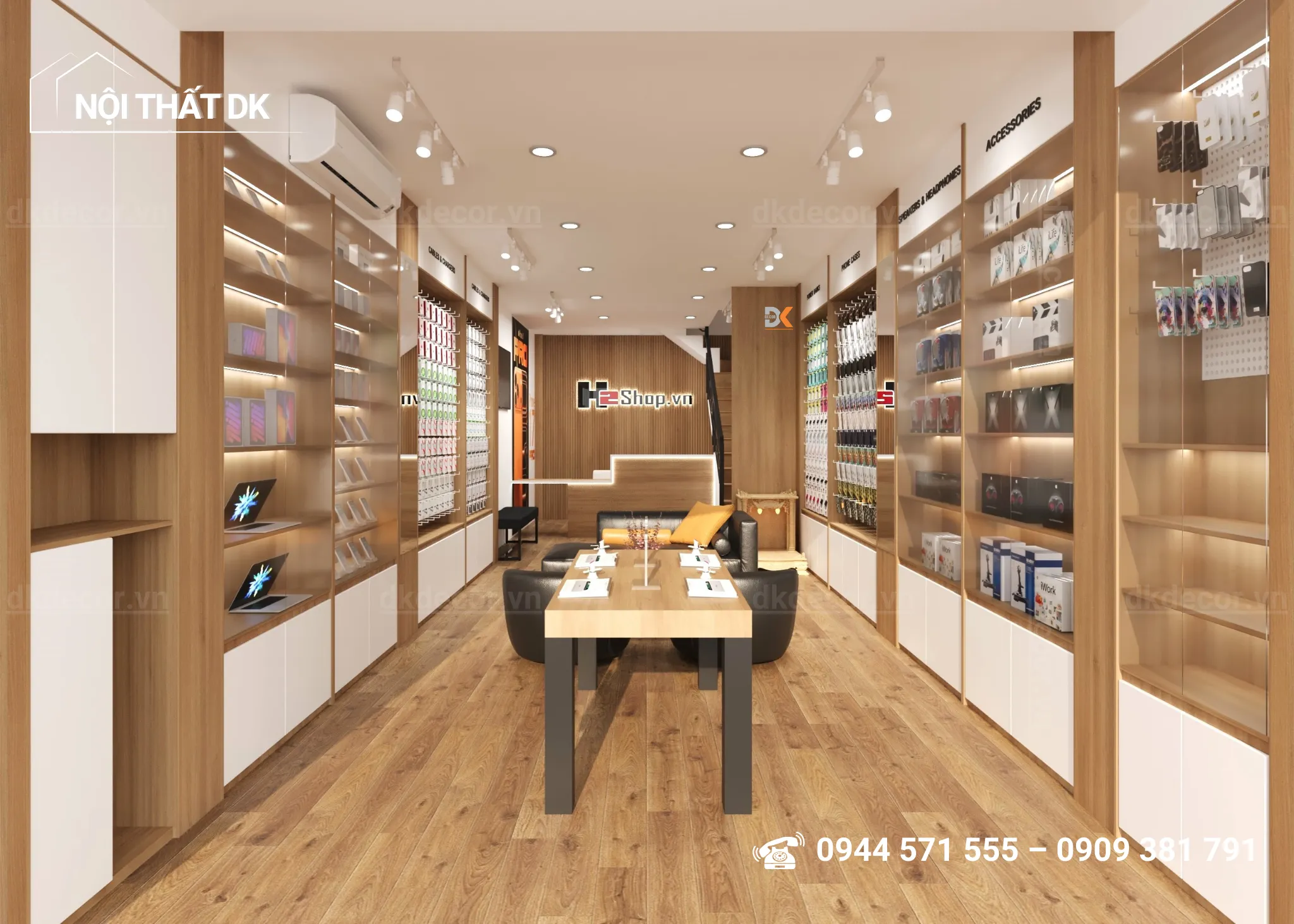 thiết kế cửa hàng điện thoại h2shop