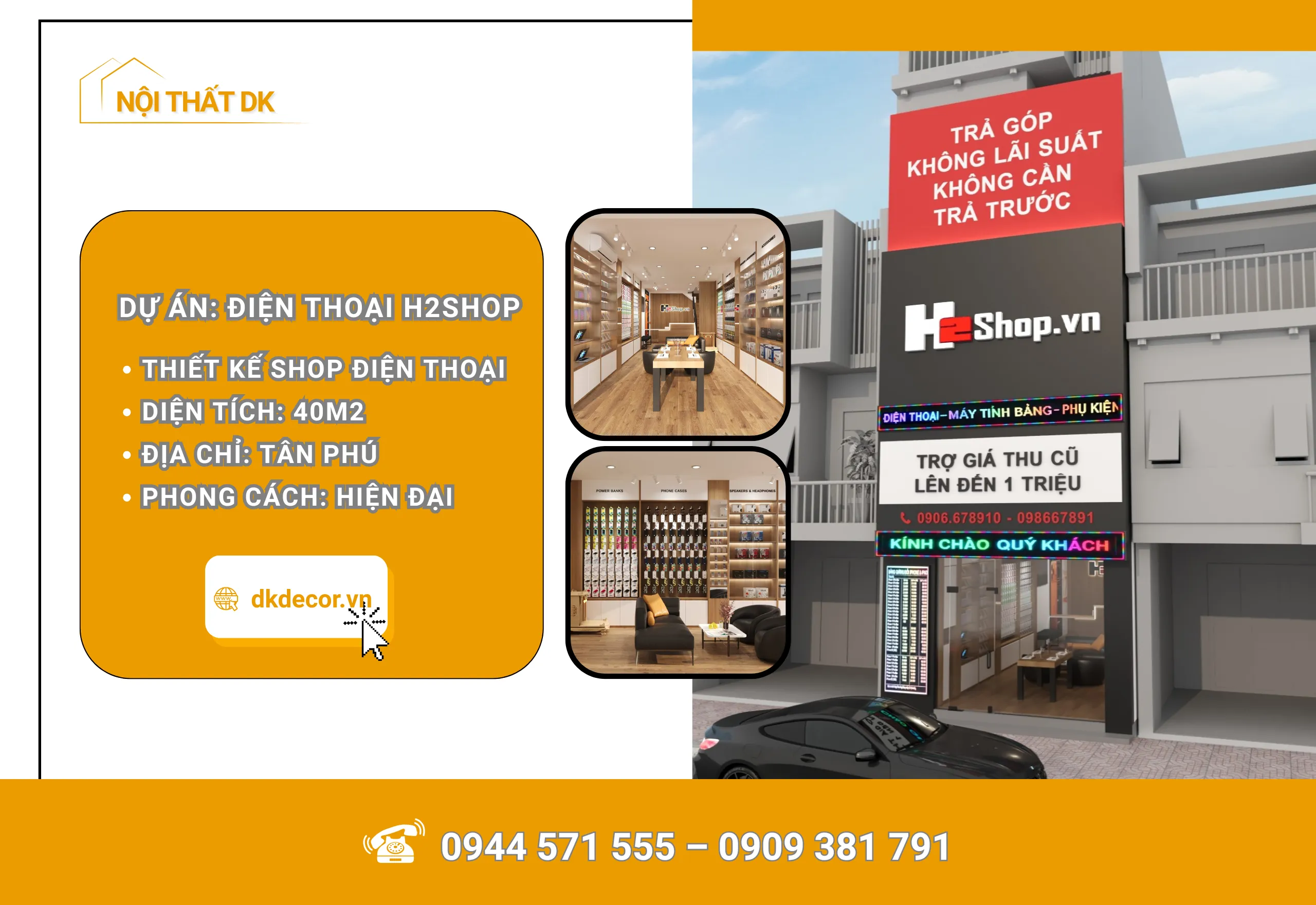 Thiết Kế Cửa Hàng Điện Thoại H2Shop – 40m2 – Tân Phú 