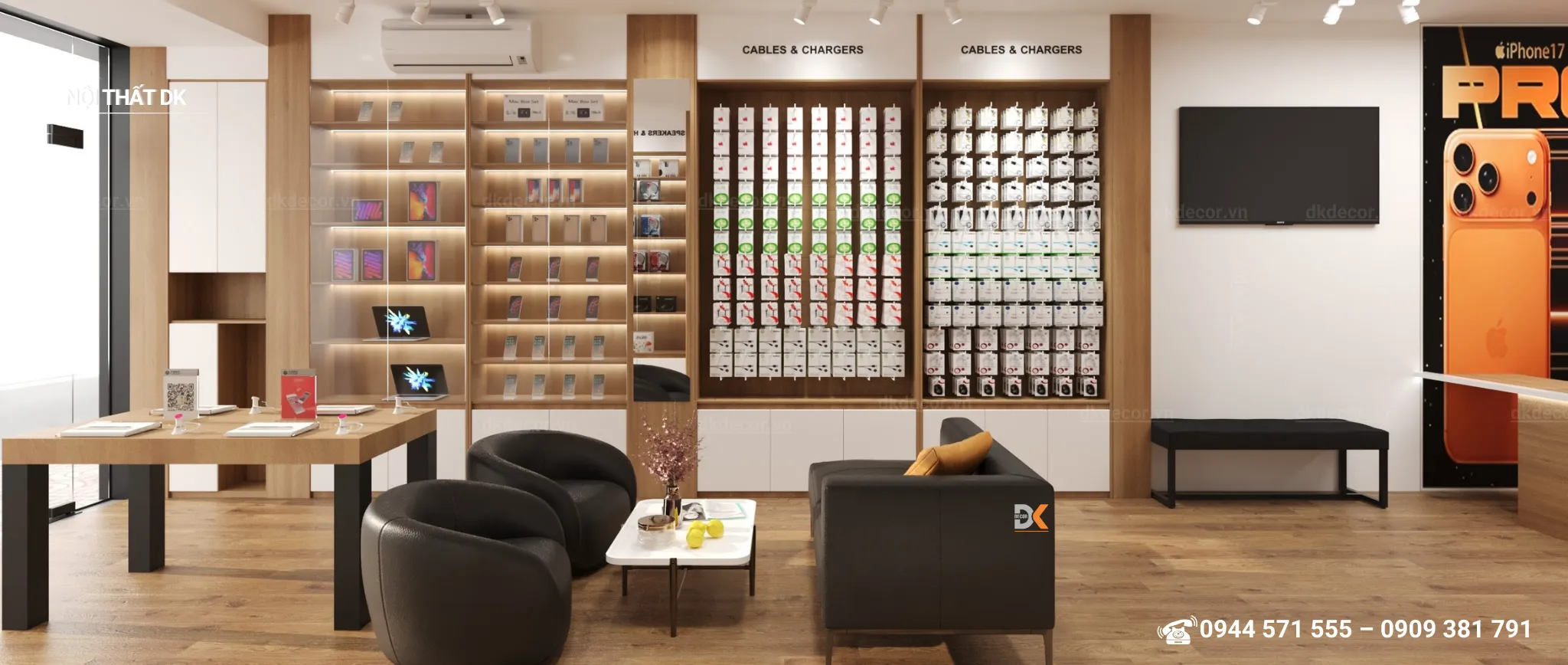 thiết kế cửa hàng điện thoại h2shop 