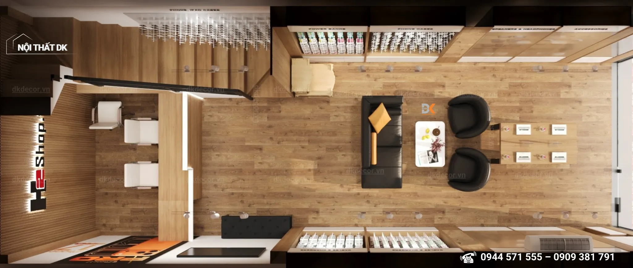 thiết kế cửa hàng điện thoại h2shop