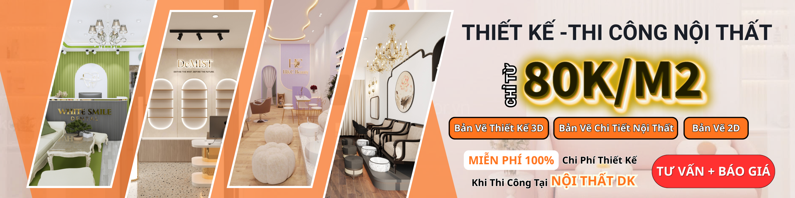 thiết kế thi công nội thất dk chỉ từ 80k/m2
