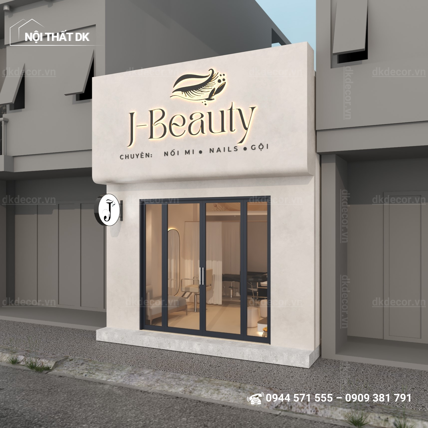 Thiết Kế Tiệm Nail J-Beauty Quận 4 thiết kế tiệm nail J-Beauty bảng hiệu