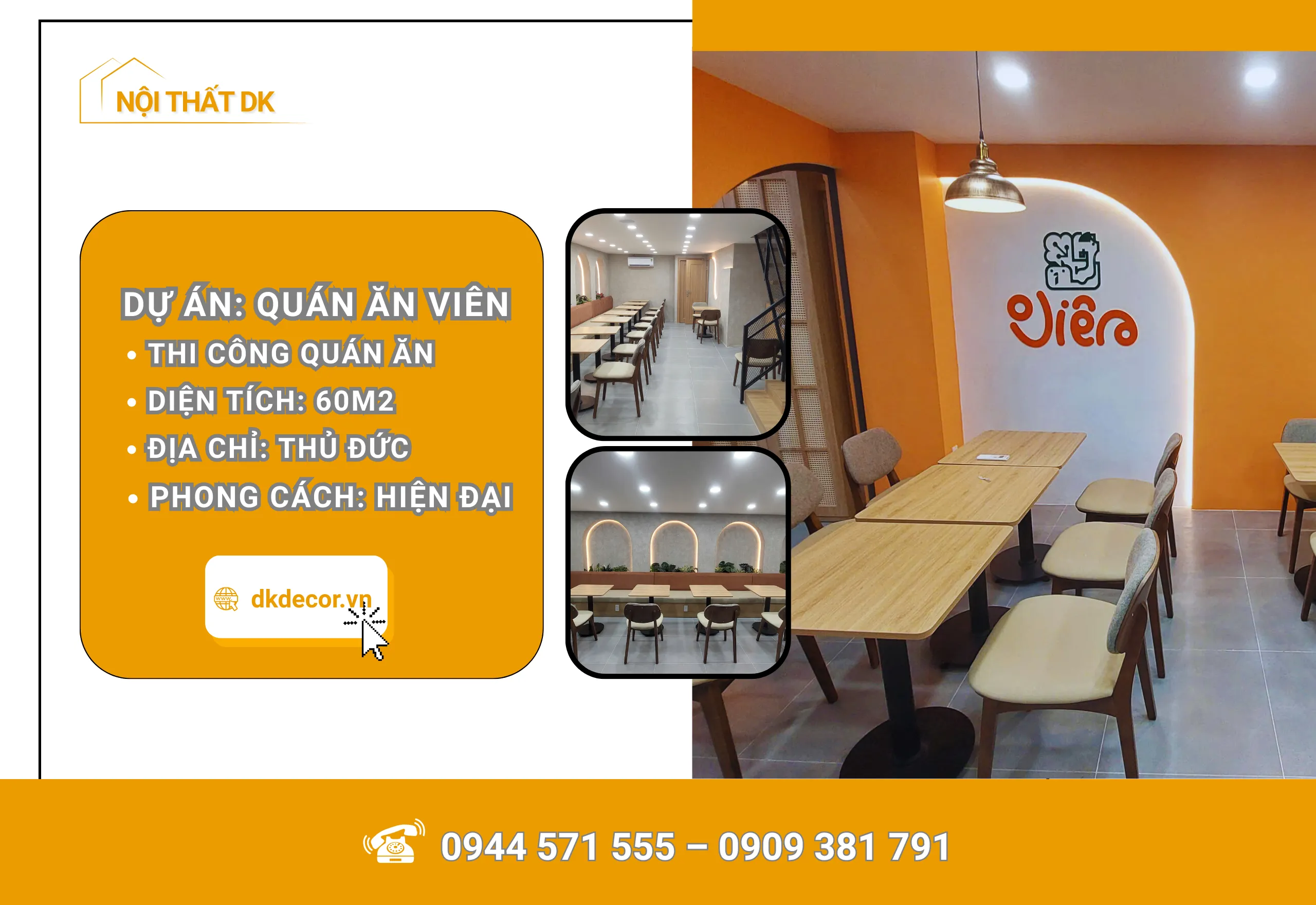 Thi Công Quán Ăn Viên Tại Thủ Đức 60m2 