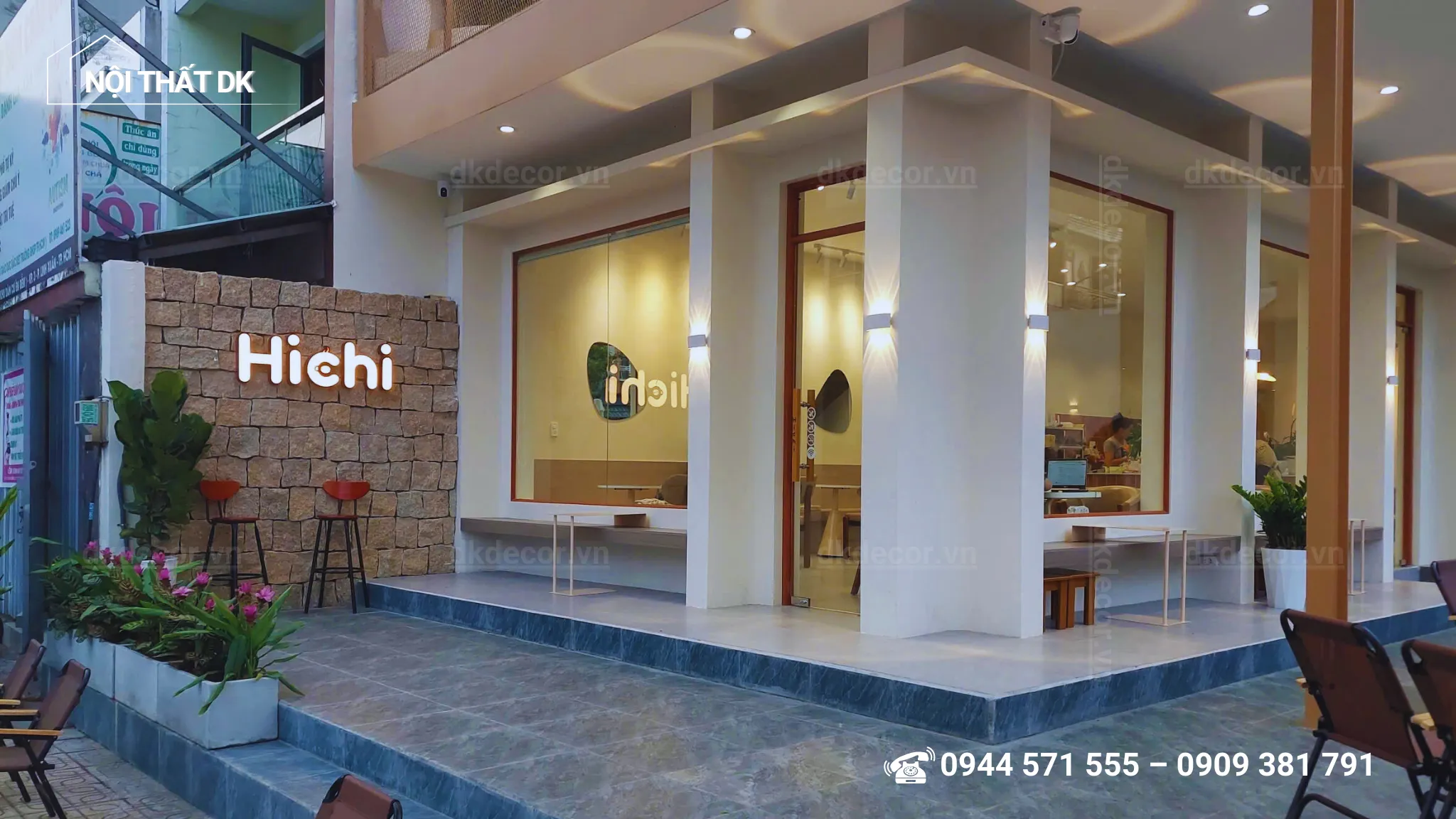 thi công quán cafe hichi kdc êm đềm, thủ đức - nội thất dk