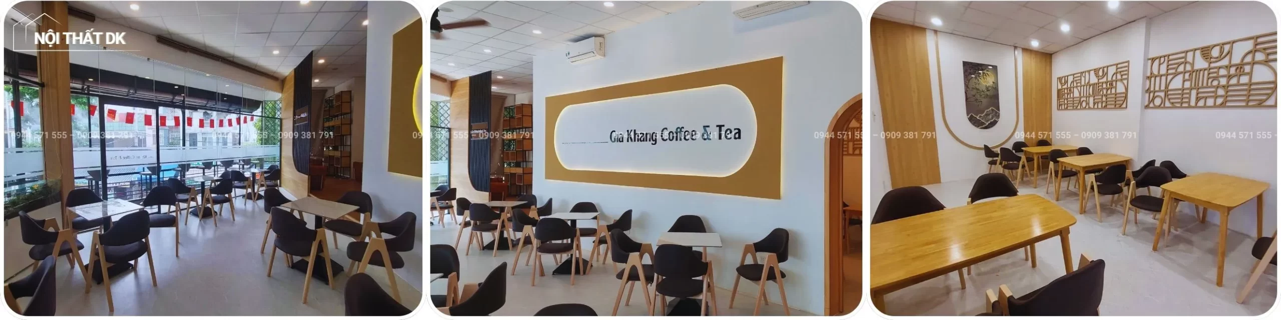 thi công quán gia khang coffee&tea nội thất dk